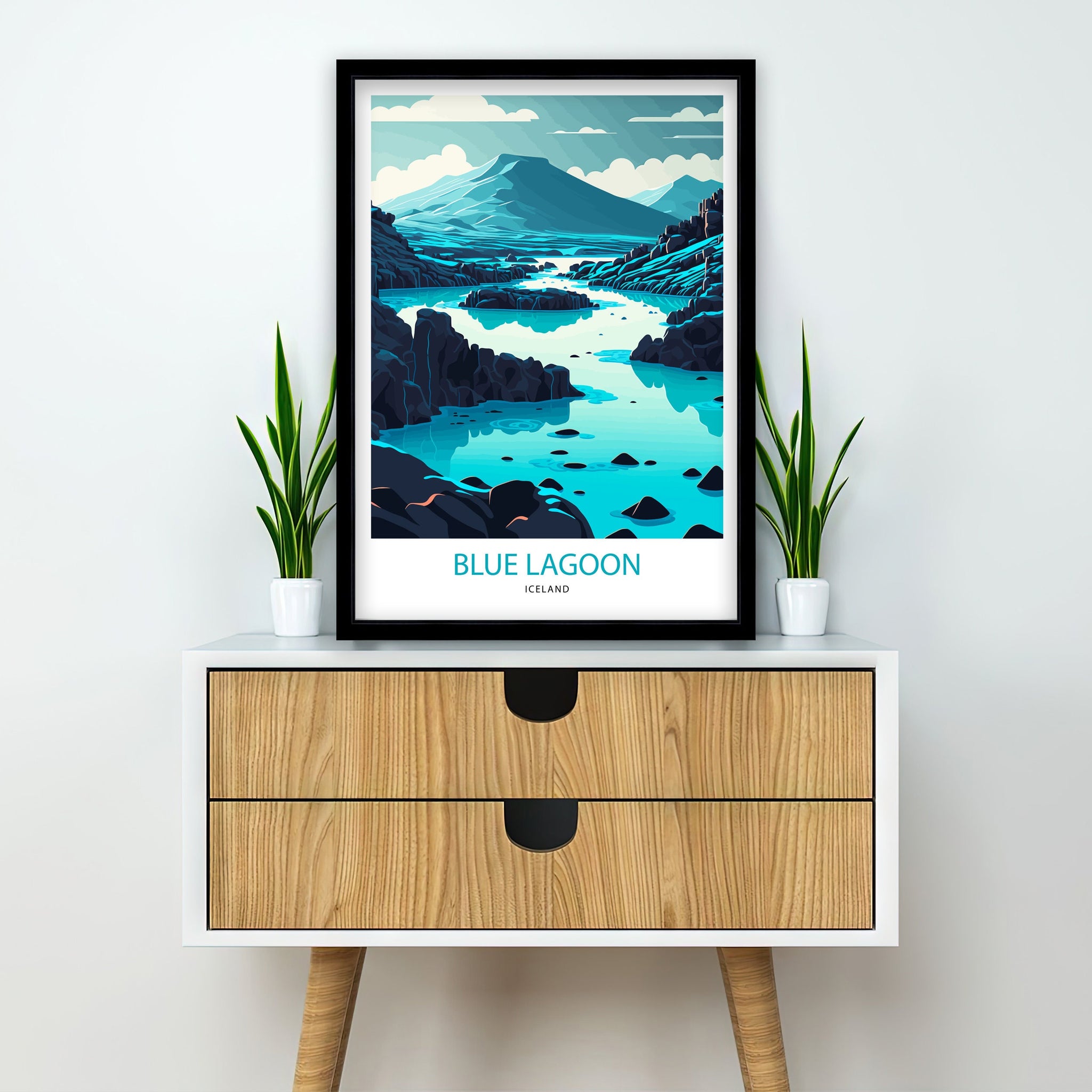 Blue Lagoon Iceland Travel Print | Minimalist Landscape Art