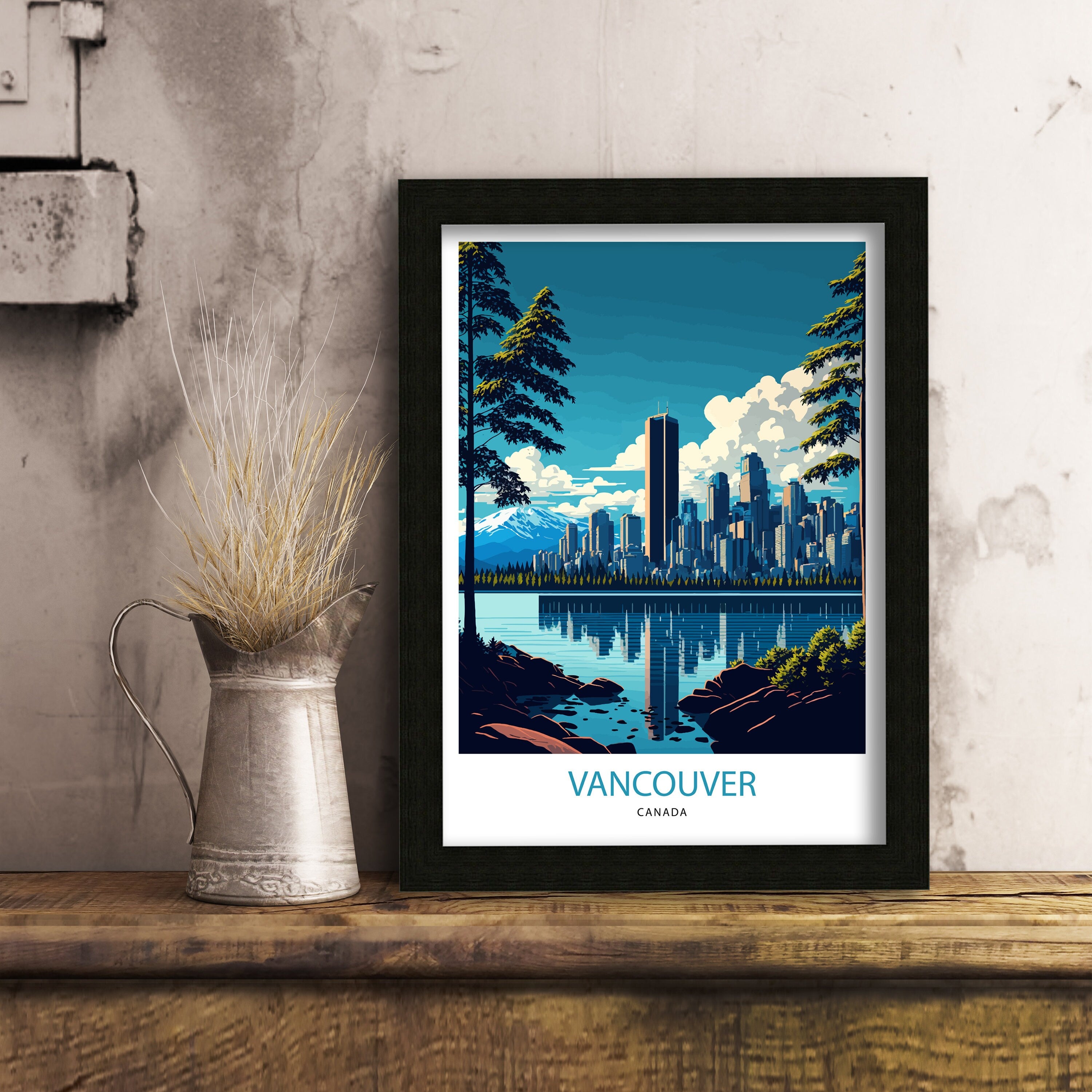 Vancouver Skyline Travel Poster | British Columbia, Canada