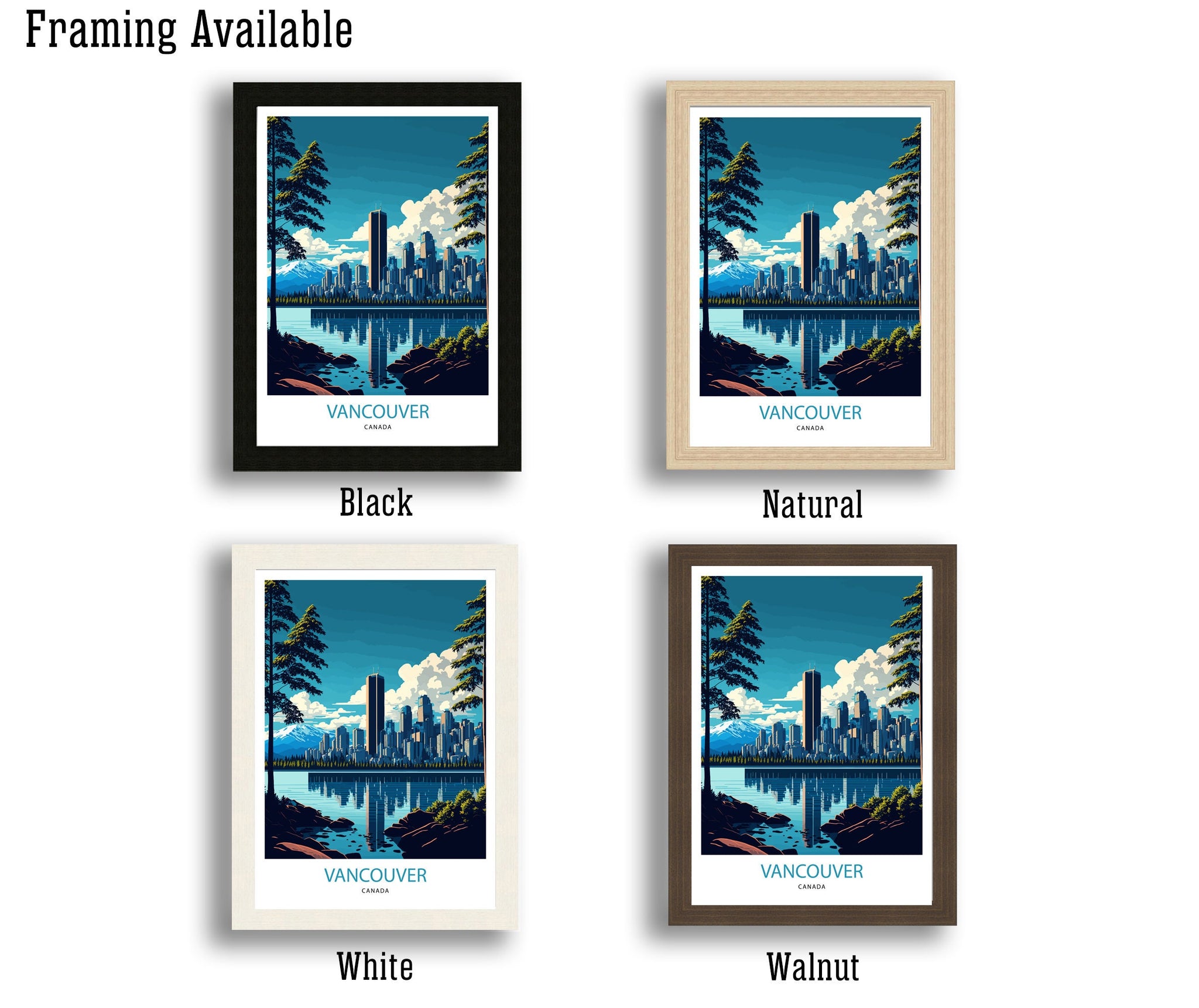Vancouver Skyline Travel Poster | British Columbia, Canada