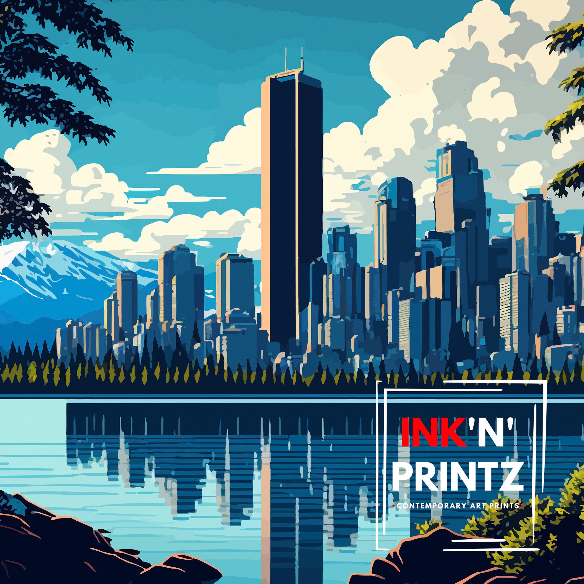 Vancouver Skyline Travel Poster | British Columbia, Canada