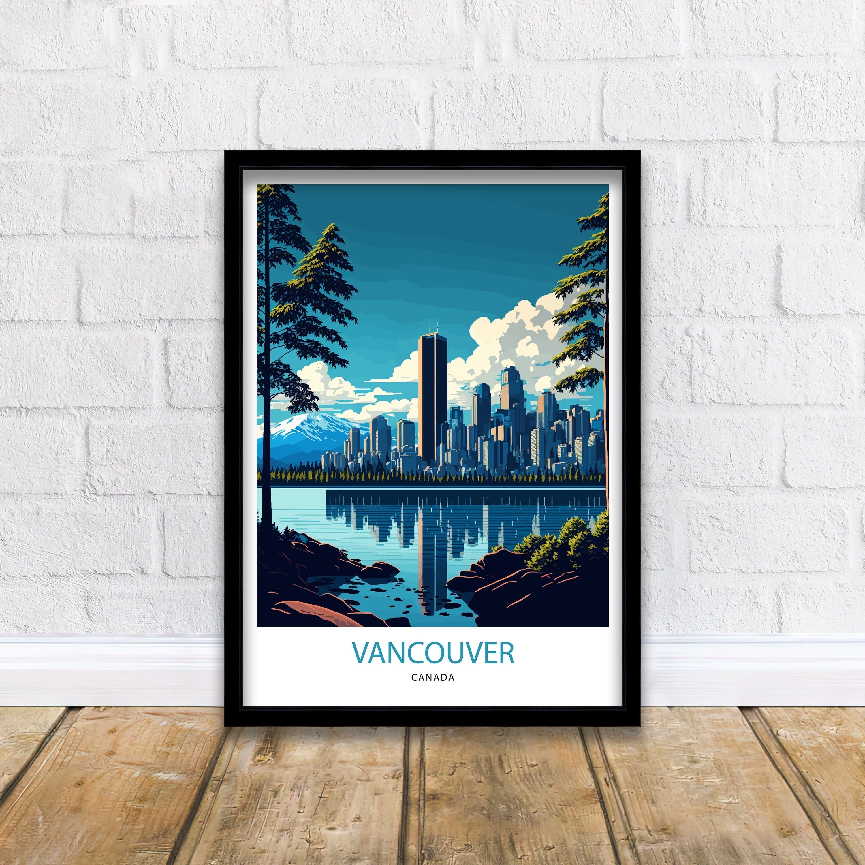 Vancouver Skyline Travel Poster | British Columbia, Canada