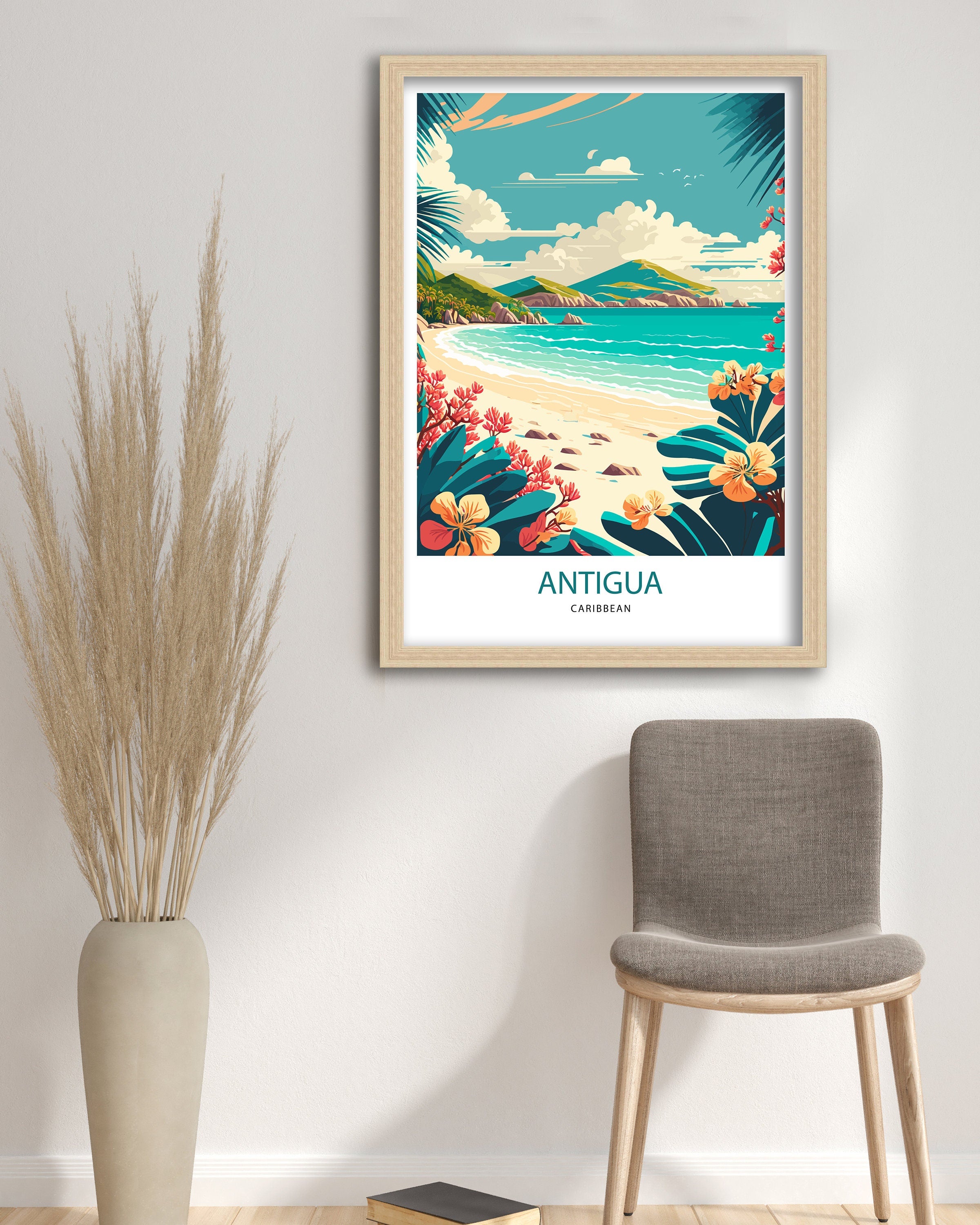 Antigua Beach Travel Poster | Caribbean Wall Art