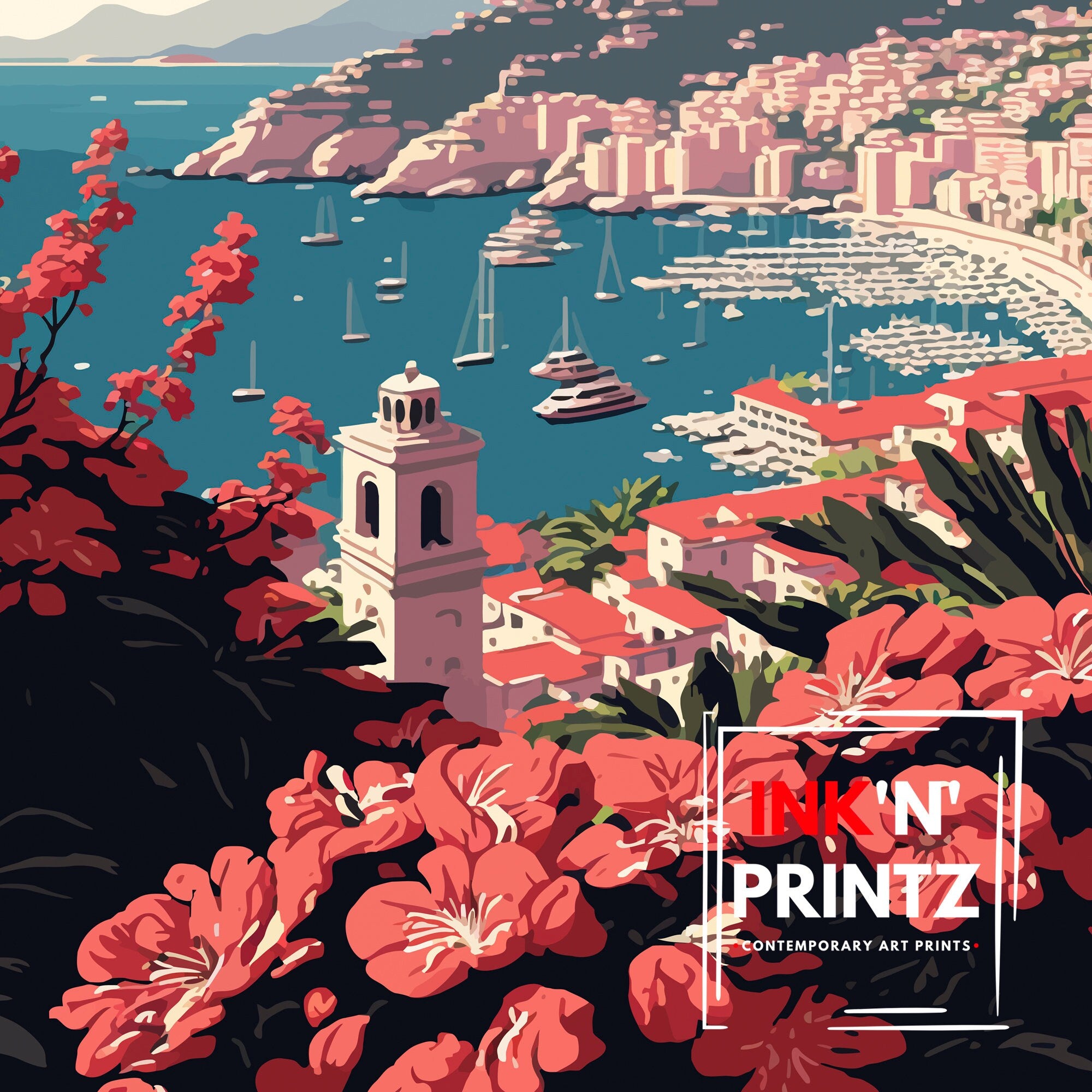 Monaco Travel Poster | French Riviera Wall Art