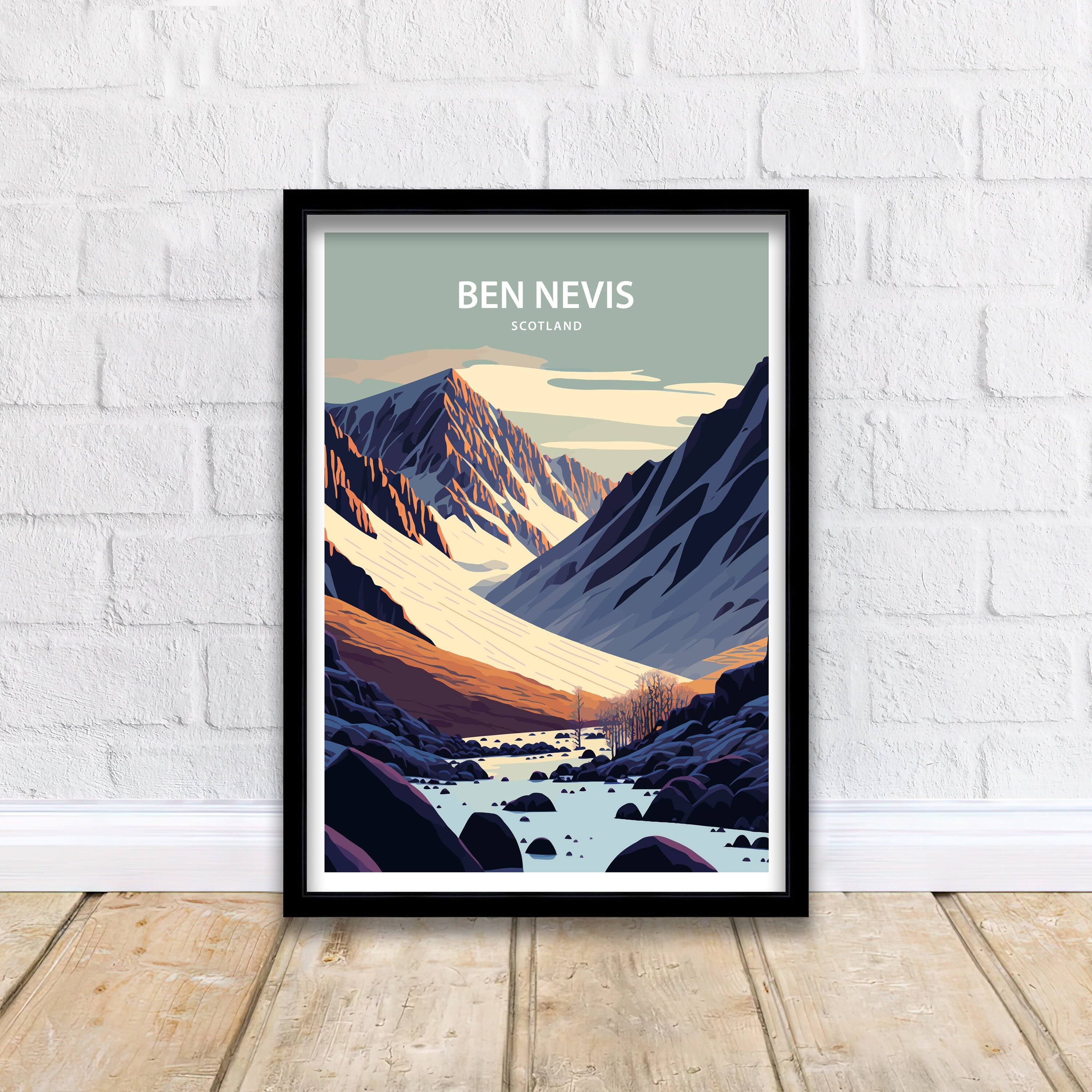 Ben Nevis Scotland Art Print | Mountain Peak Illustration