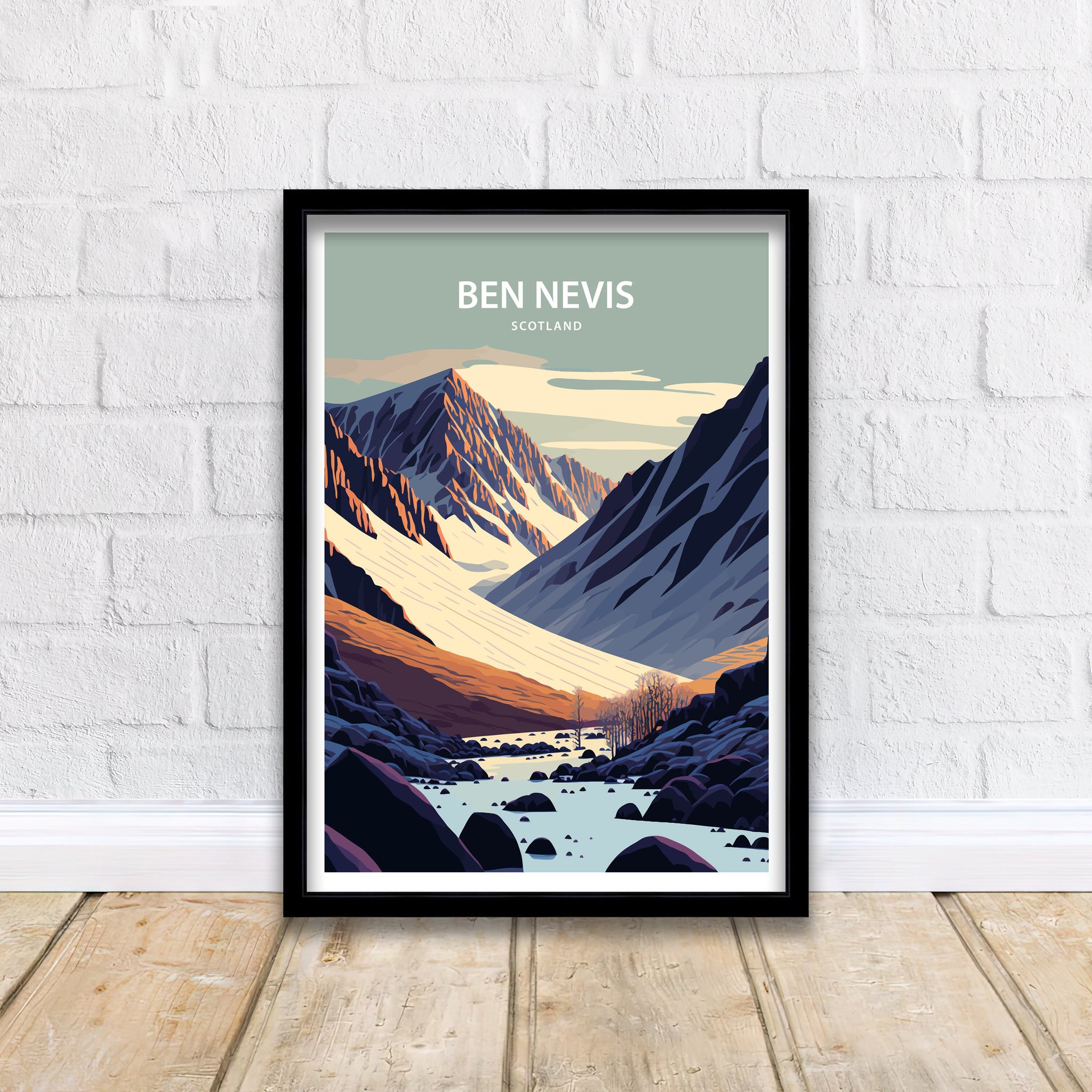 Ben Nevis Scotland Art Print | Mountain Peak Illustration
