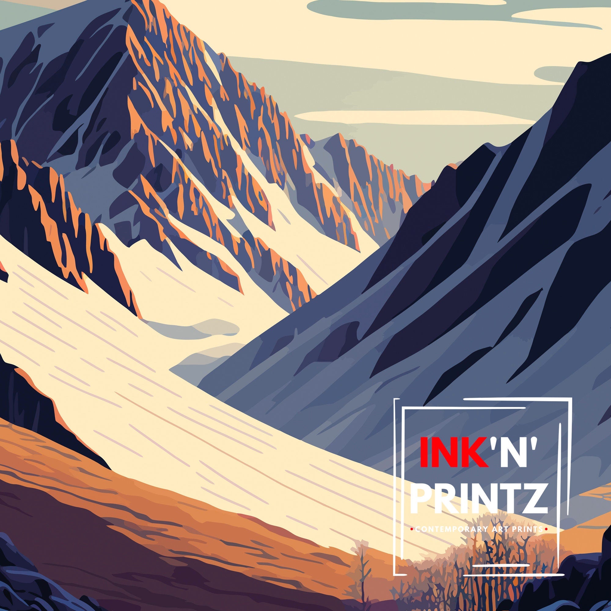 Ben Nevis Scotland Art Print | Mountain Peak Illustration