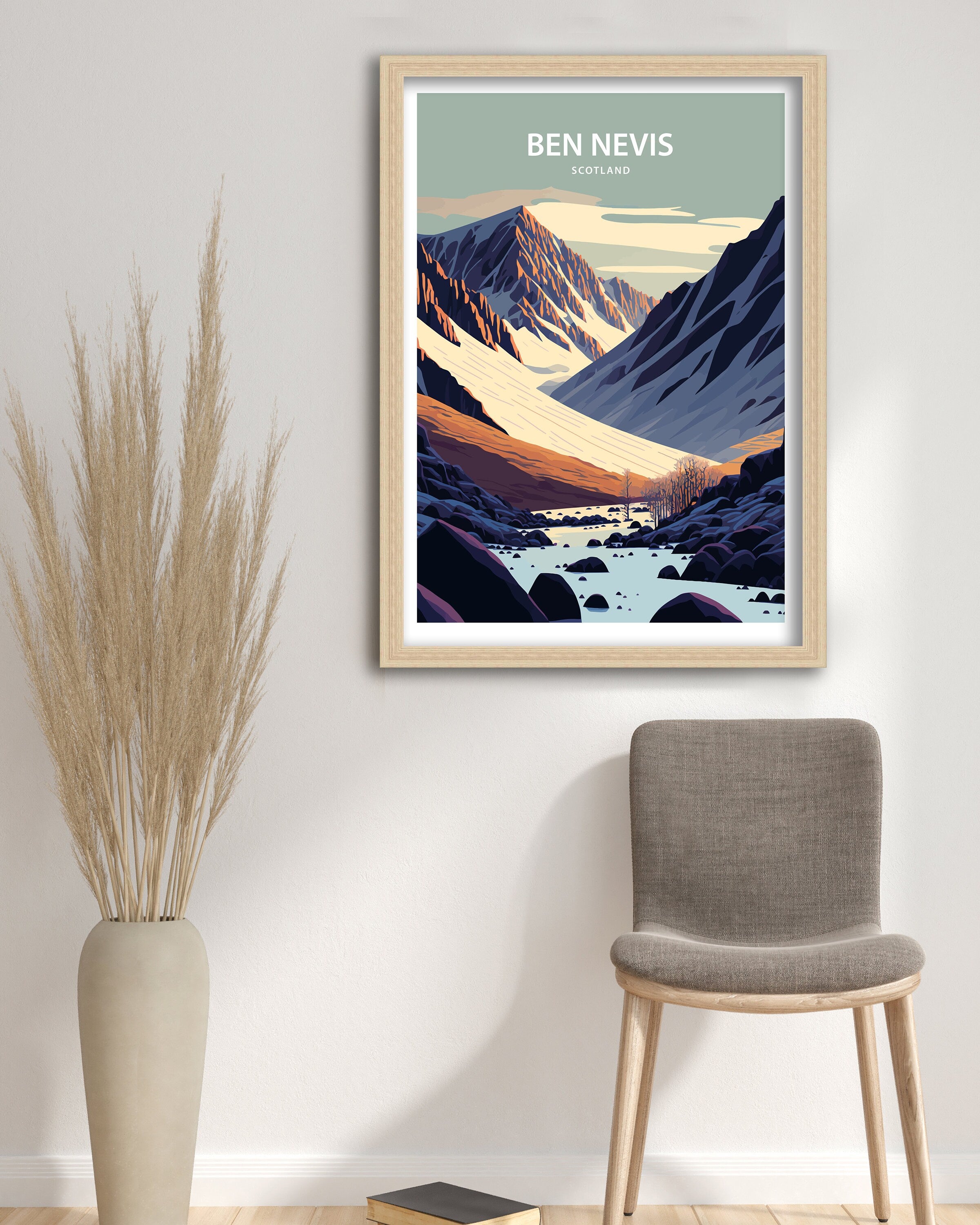 Ben Nevis Scotland Art Print | Mountain Peak Illustration