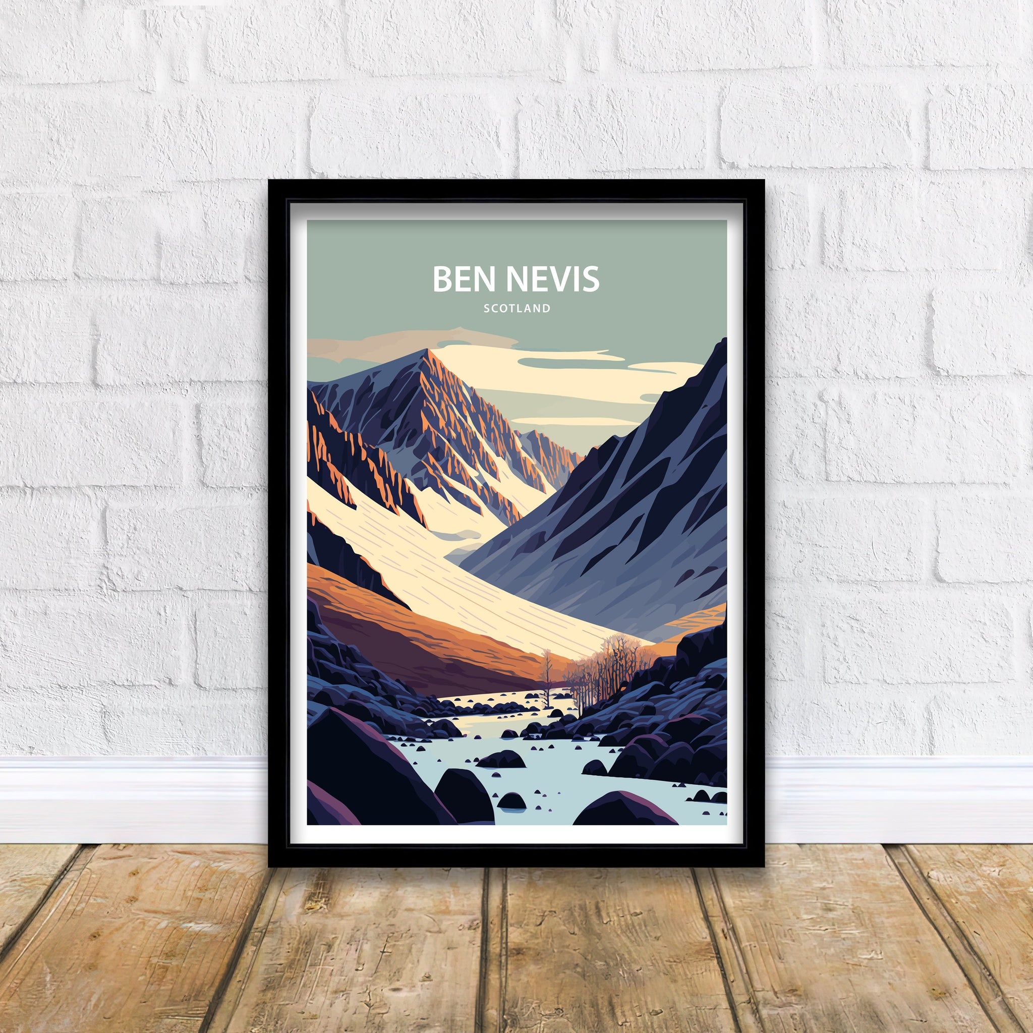 Ben Nevis Scotland Art Print | Mountain Peak Illustration