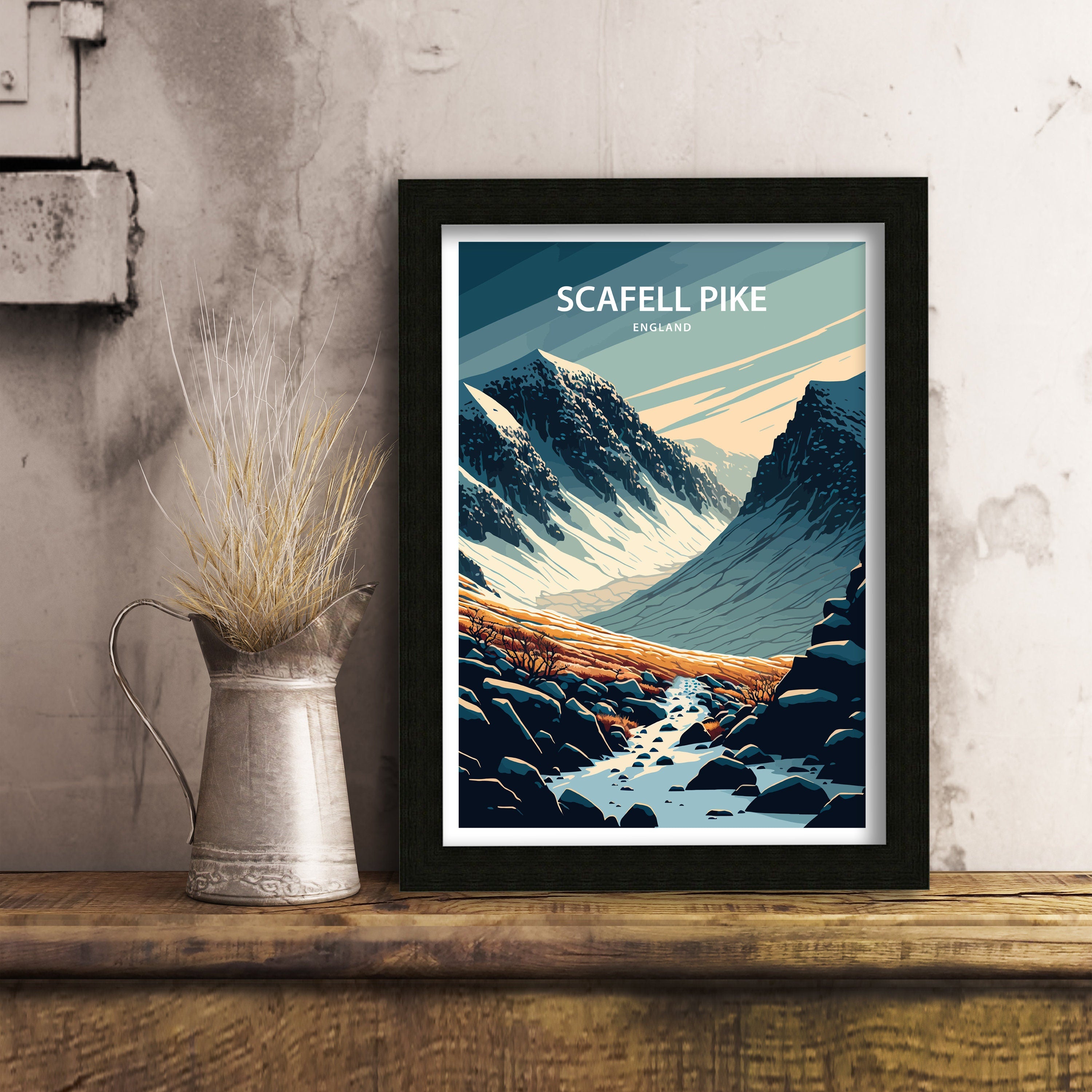 Scafell Pike Art Print | Lake District Travel Poster