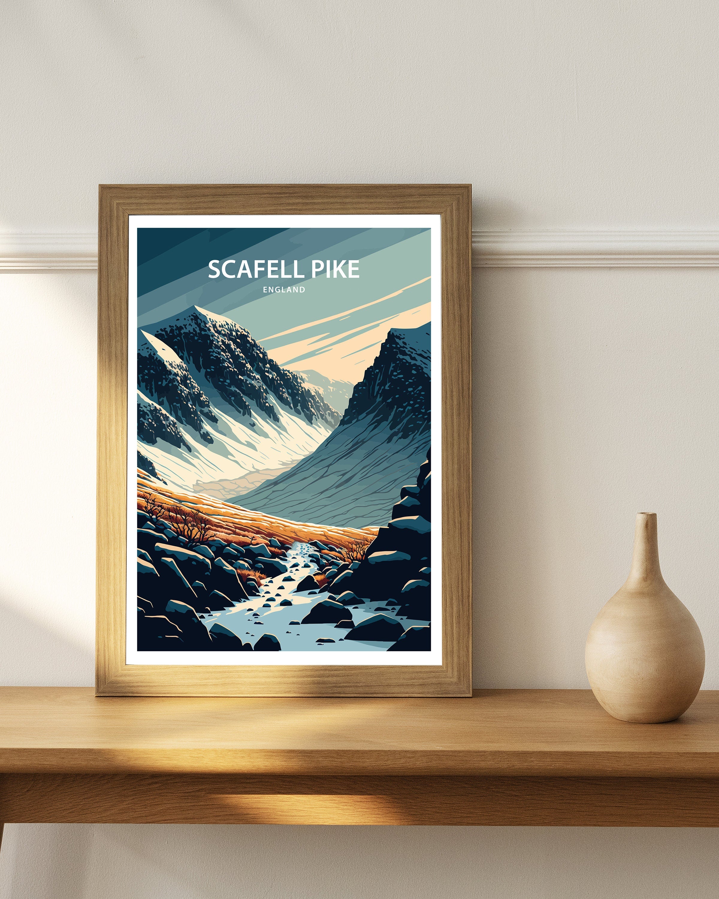 Scafell Pike Art Print | Lake District Travel Poster