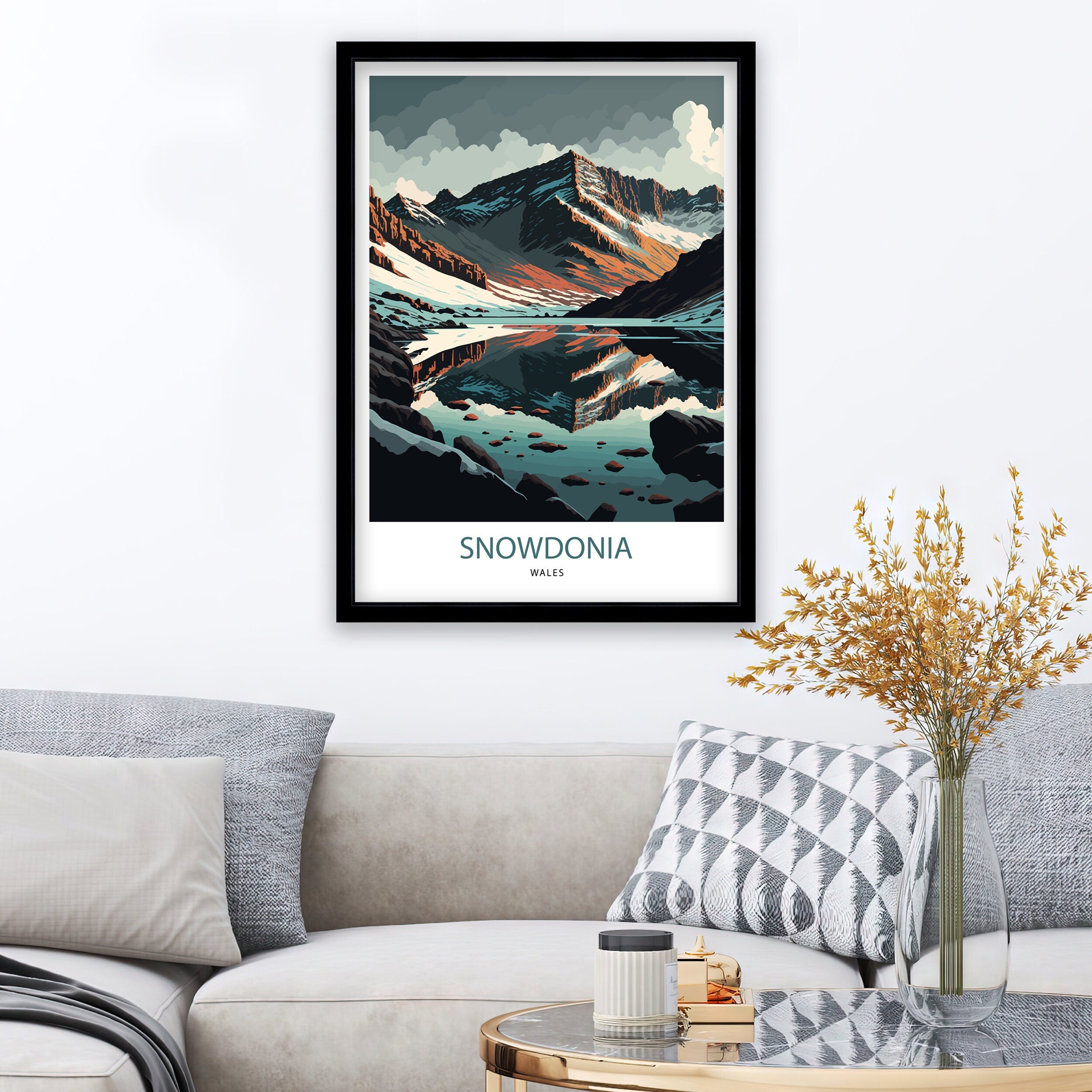 Snowdonia Mountain Landscape Art Print | Wales Travel Poster