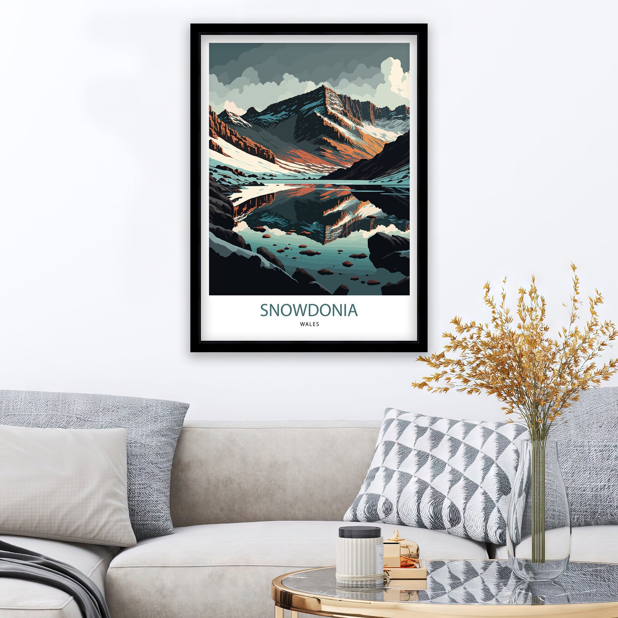 Snowdonia Mountain Landscape Art Print | Wales Travel Poster