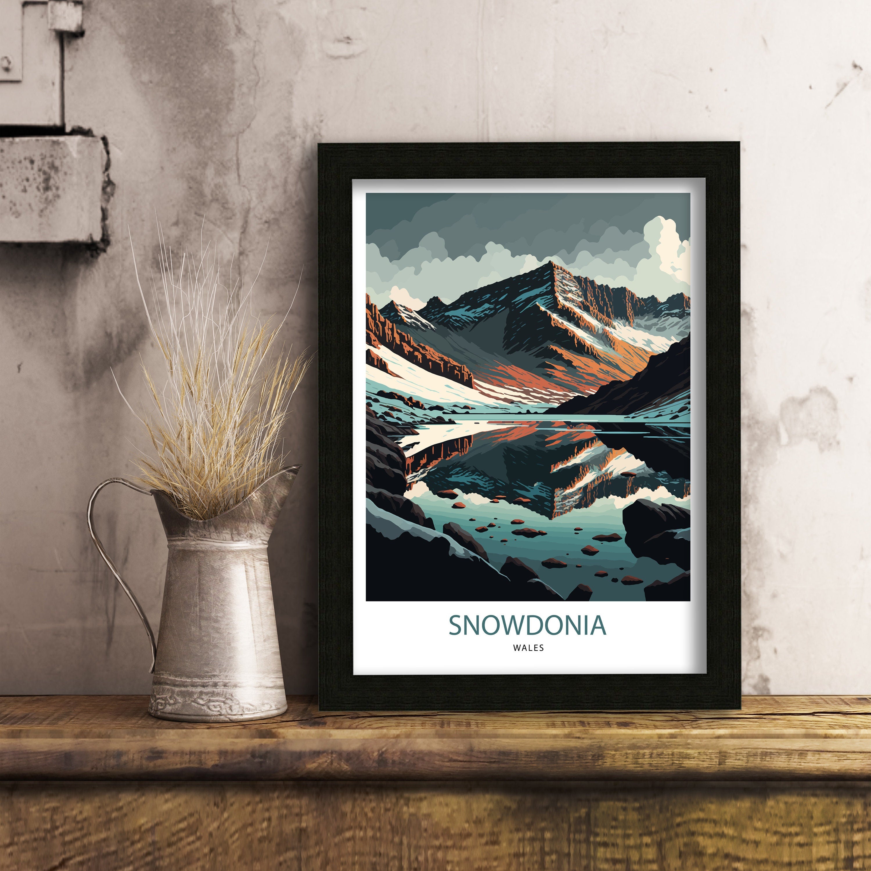 Snowdonia Mountain Landscape Art Print | Wales Travel Poster