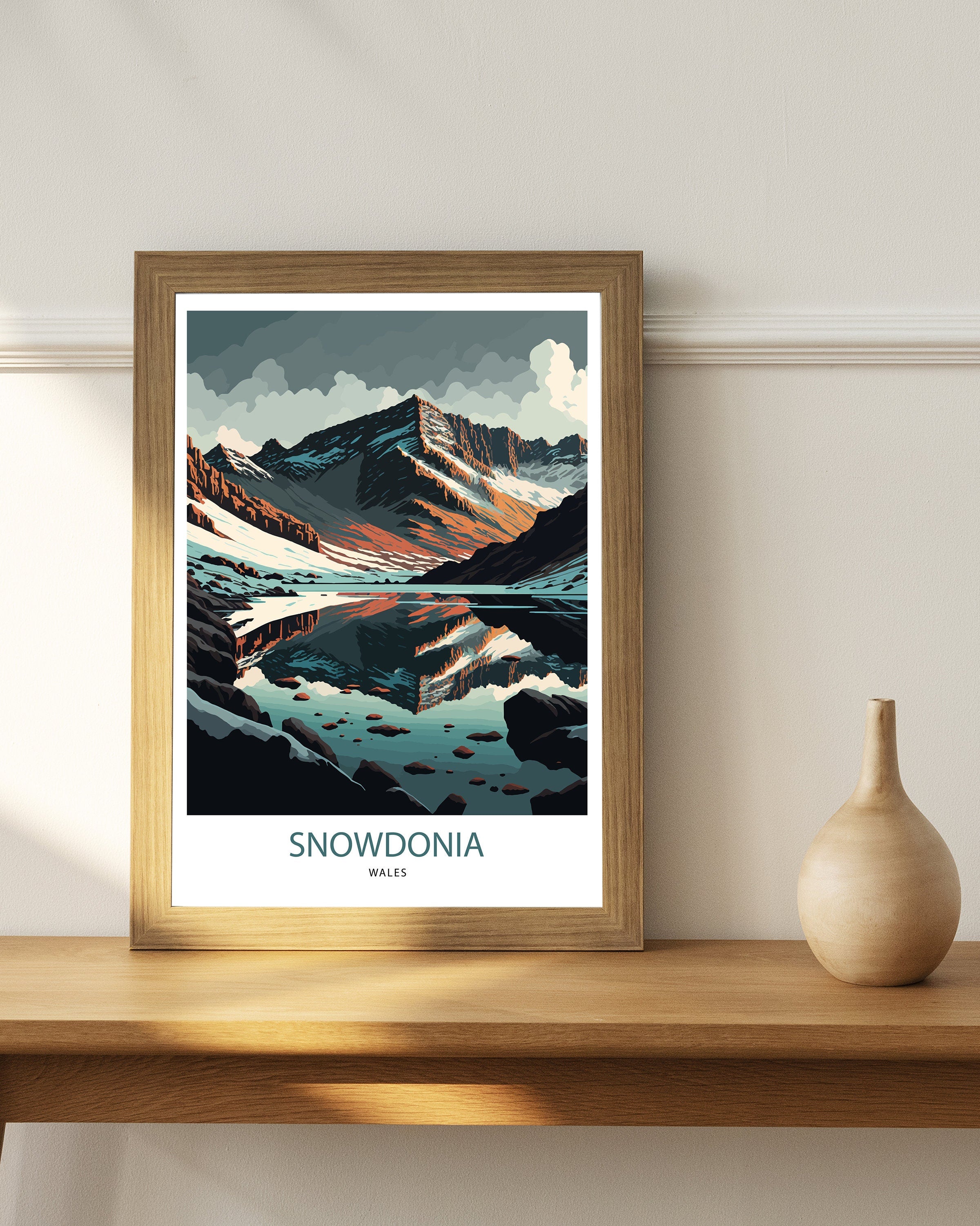 Snowdonia Mountain Landscape Art Print | Wales Travel Poster