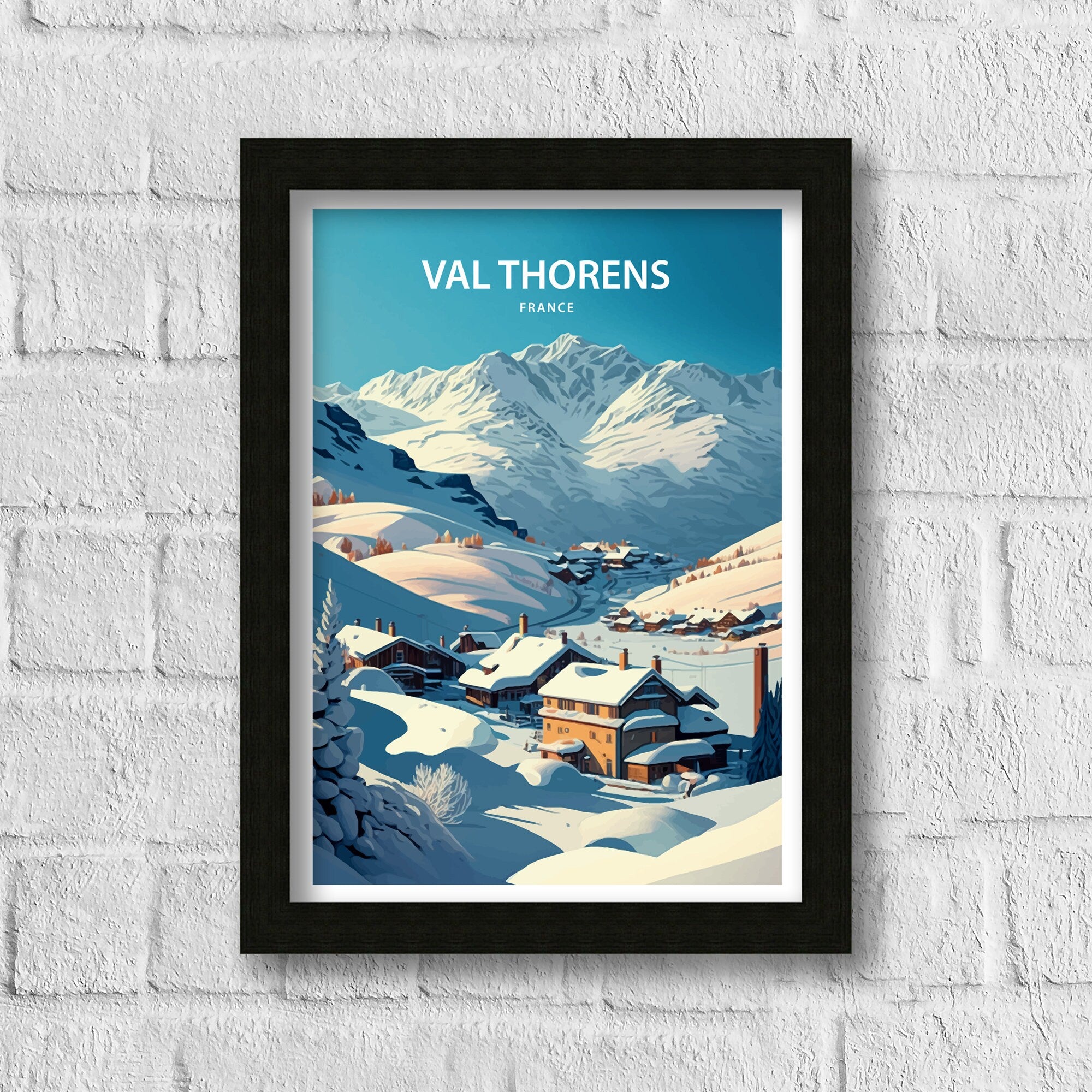 Val Thorens Ski Resort Poster, French Alps Travel Print