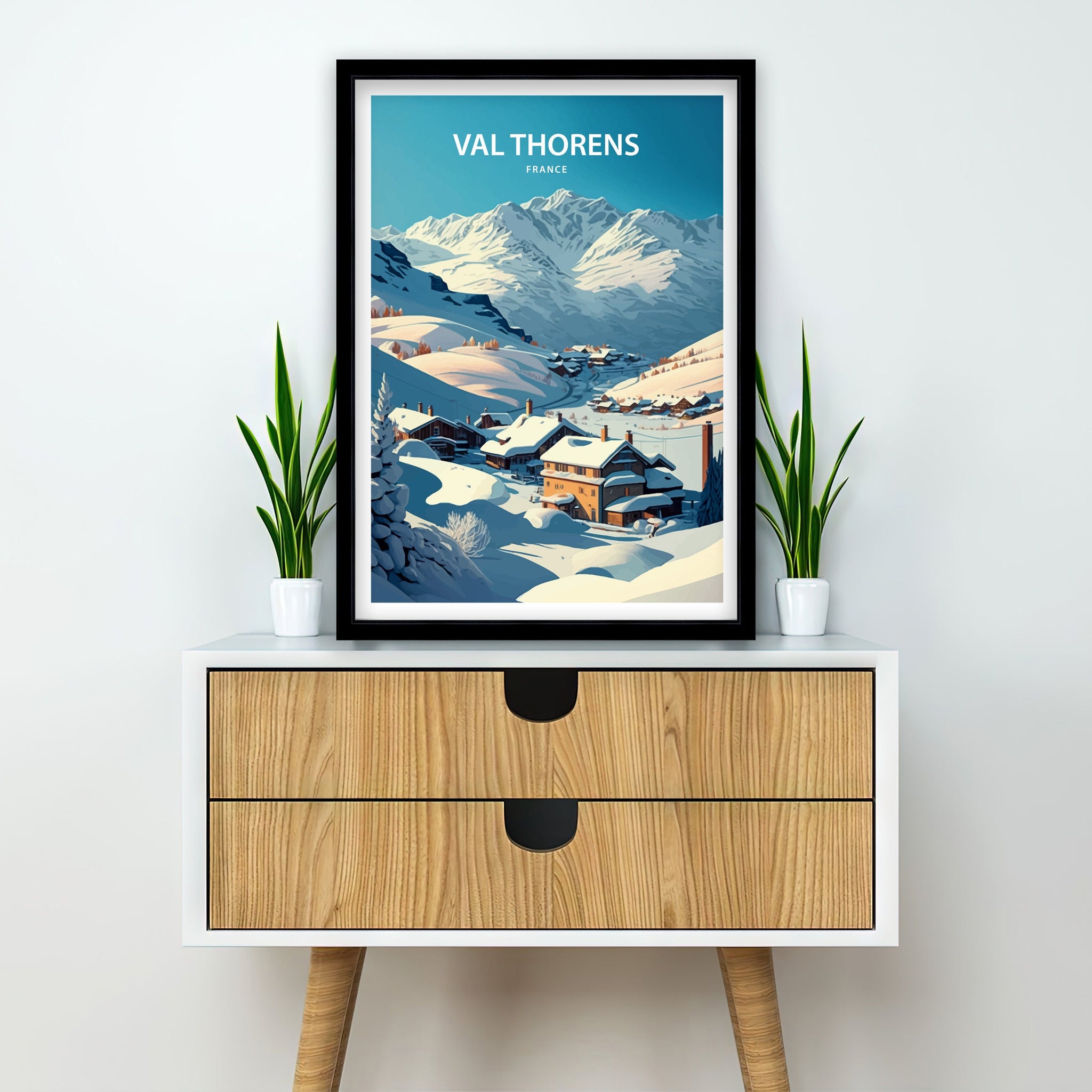 Val Thorens Ski Resort Poster, French Alps Travel Print