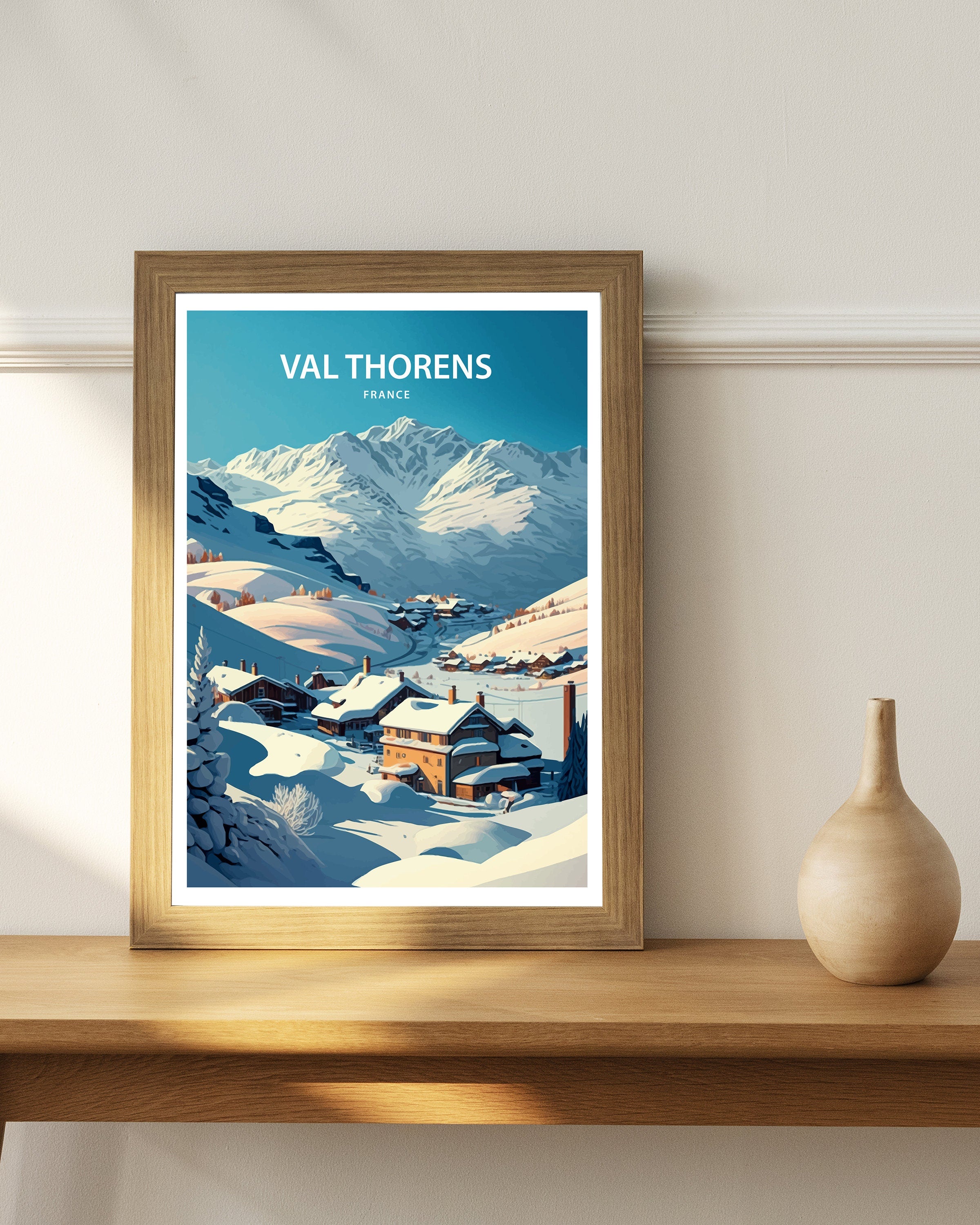 Val Thorens Ski Resort Poster, French Alps Travel Print