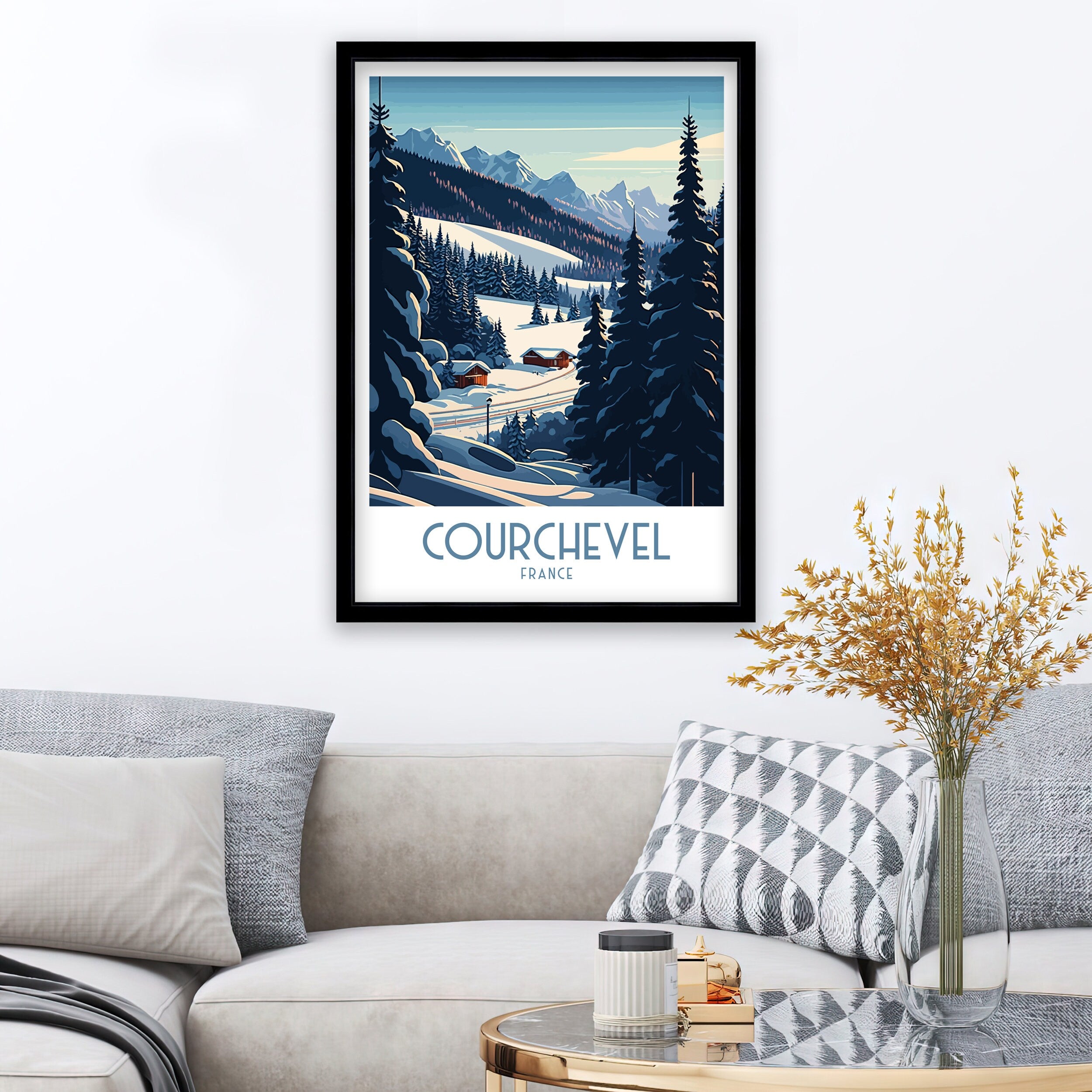 Courchevel Ski Resort Print | French Alps Travel Poster