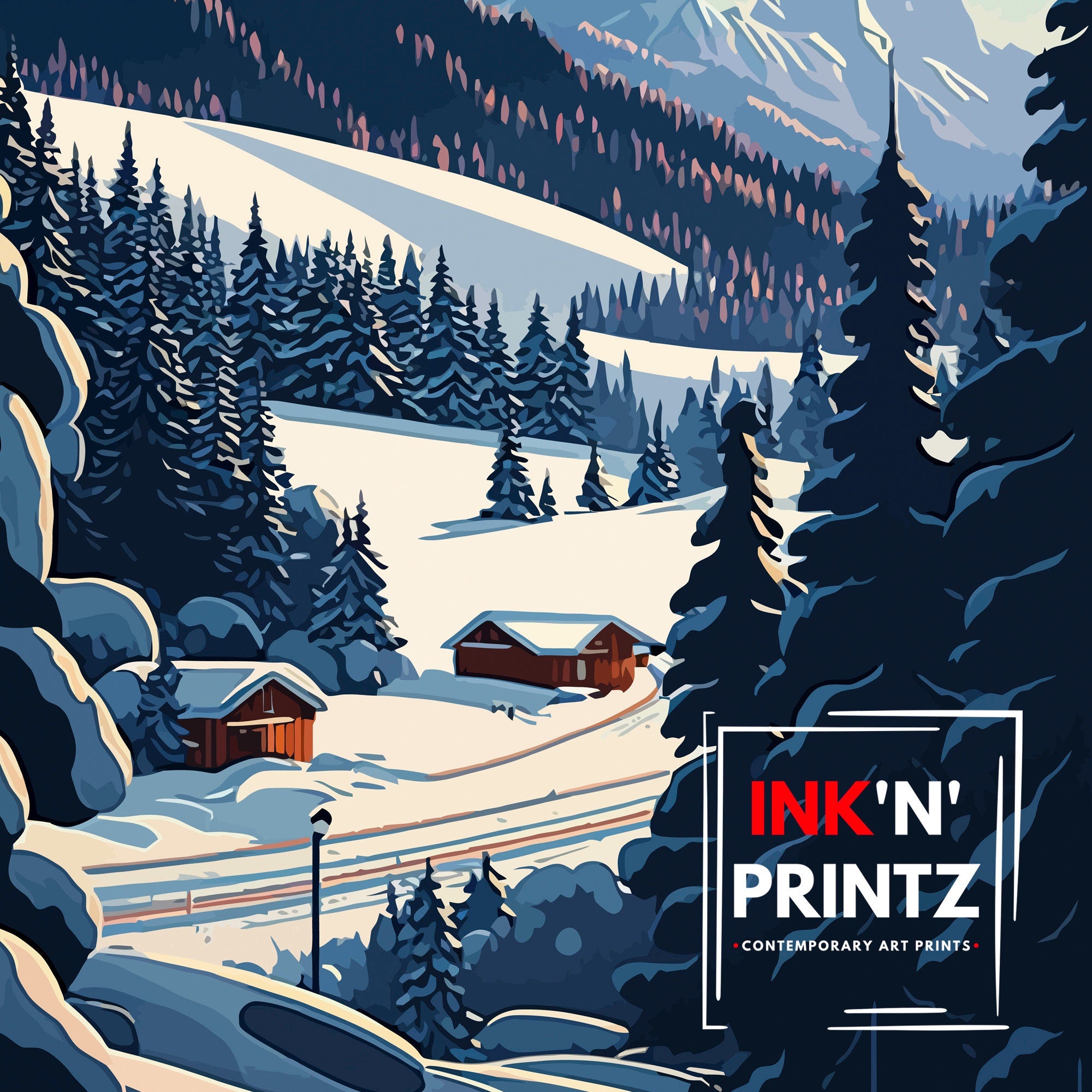Courchevel Ski Resort Print | French Alps Travel Poster