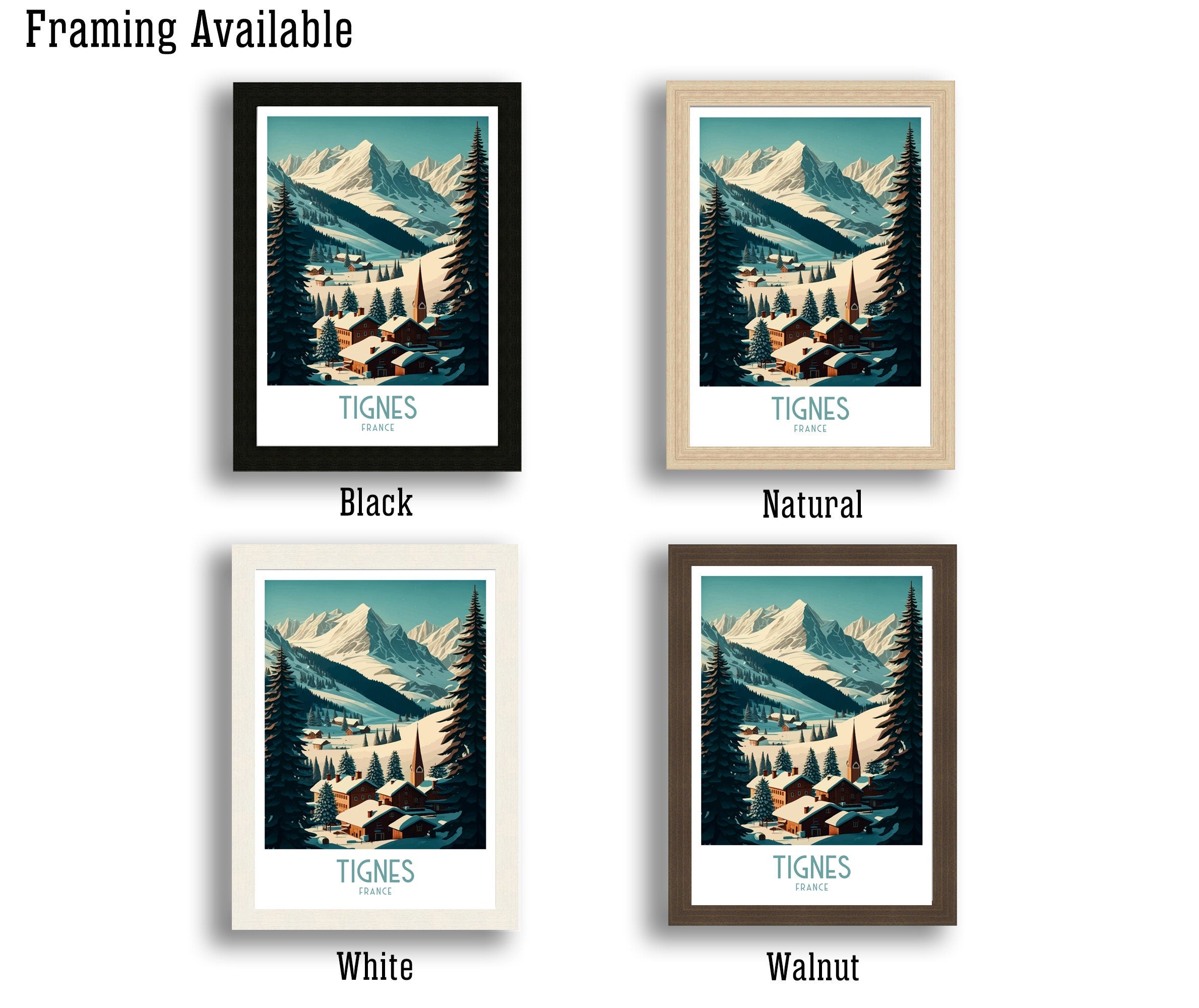 Tignes France Ski Poster | French Alps Travel Print