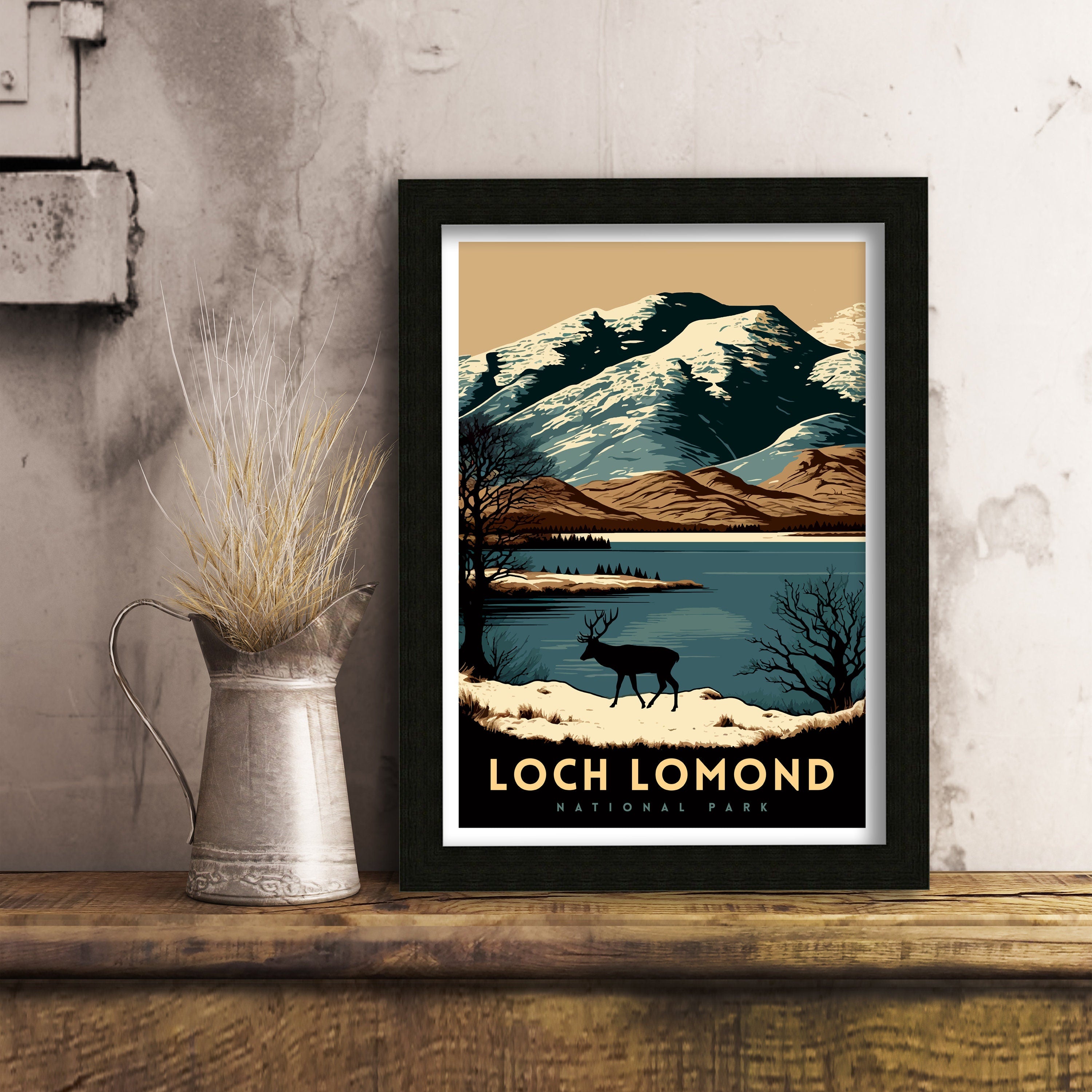 Loch Lomond Art Print | Scotland National Park Travel Poster
