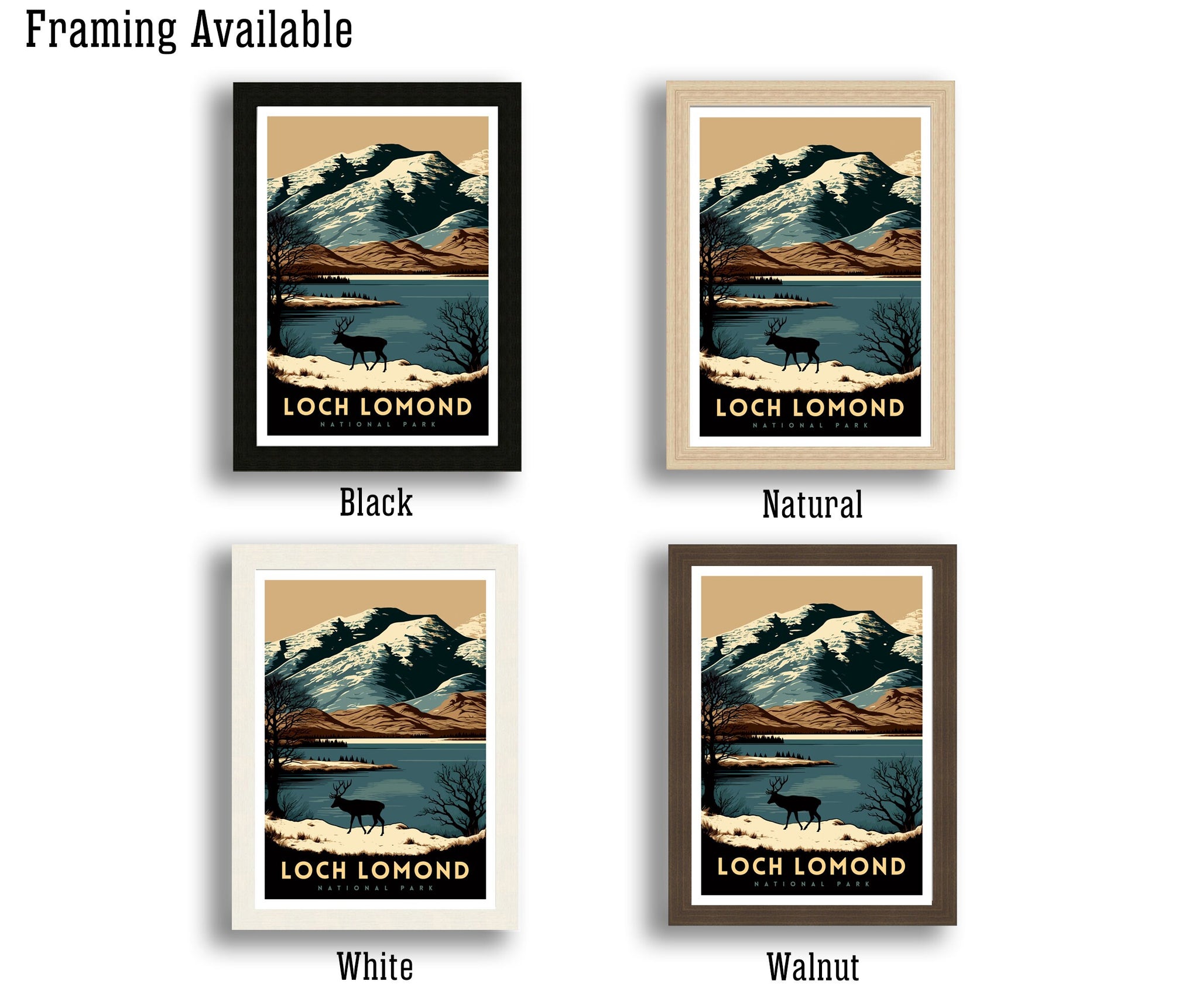 Loch Lomond Art Print | Scotland National Park Travel Poster