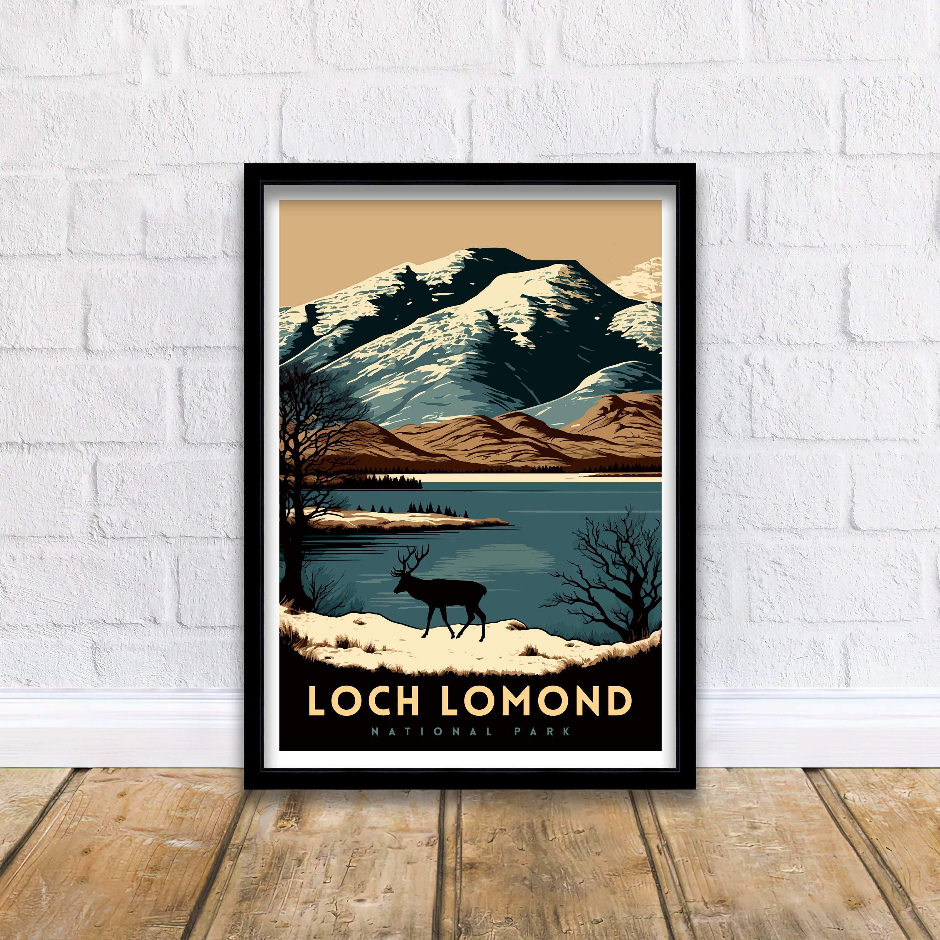 Loch Lomond Art Print | Scotland National Park Travel Poster