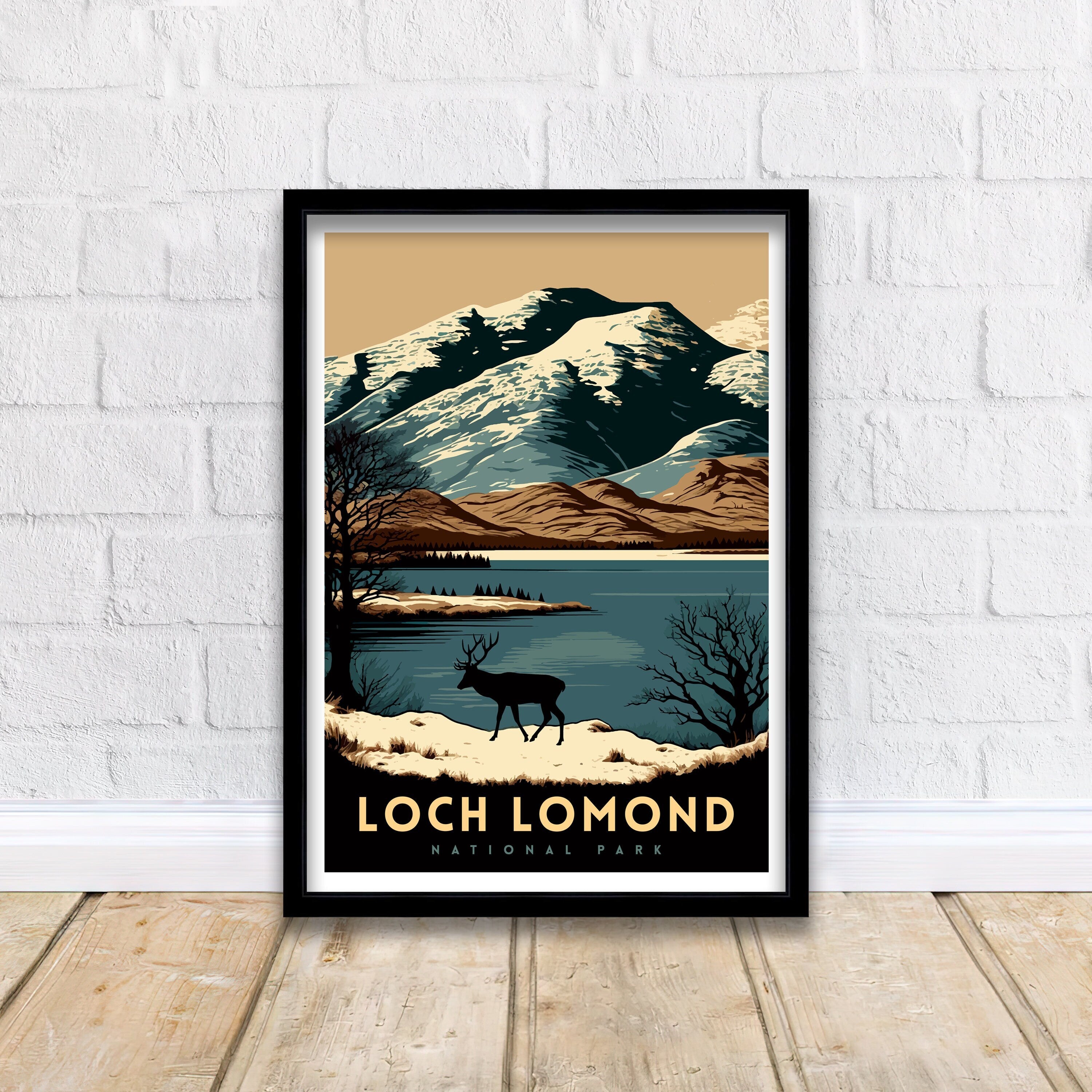 Loch Lomond Art Print | Scotland National Park Travel Poster
