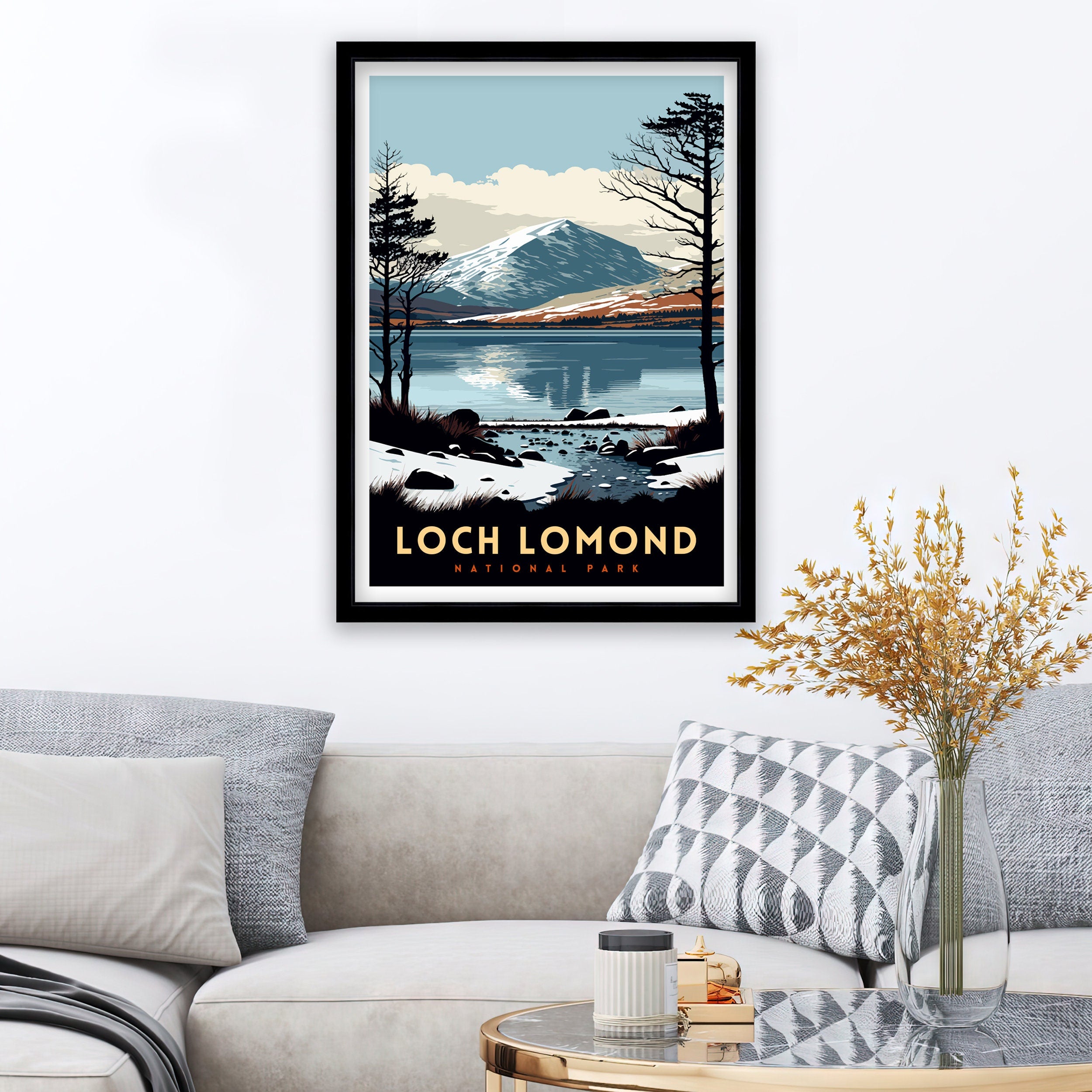 Loch Lomond Scotland Travel Poster | Scottish Highlands Wall Art