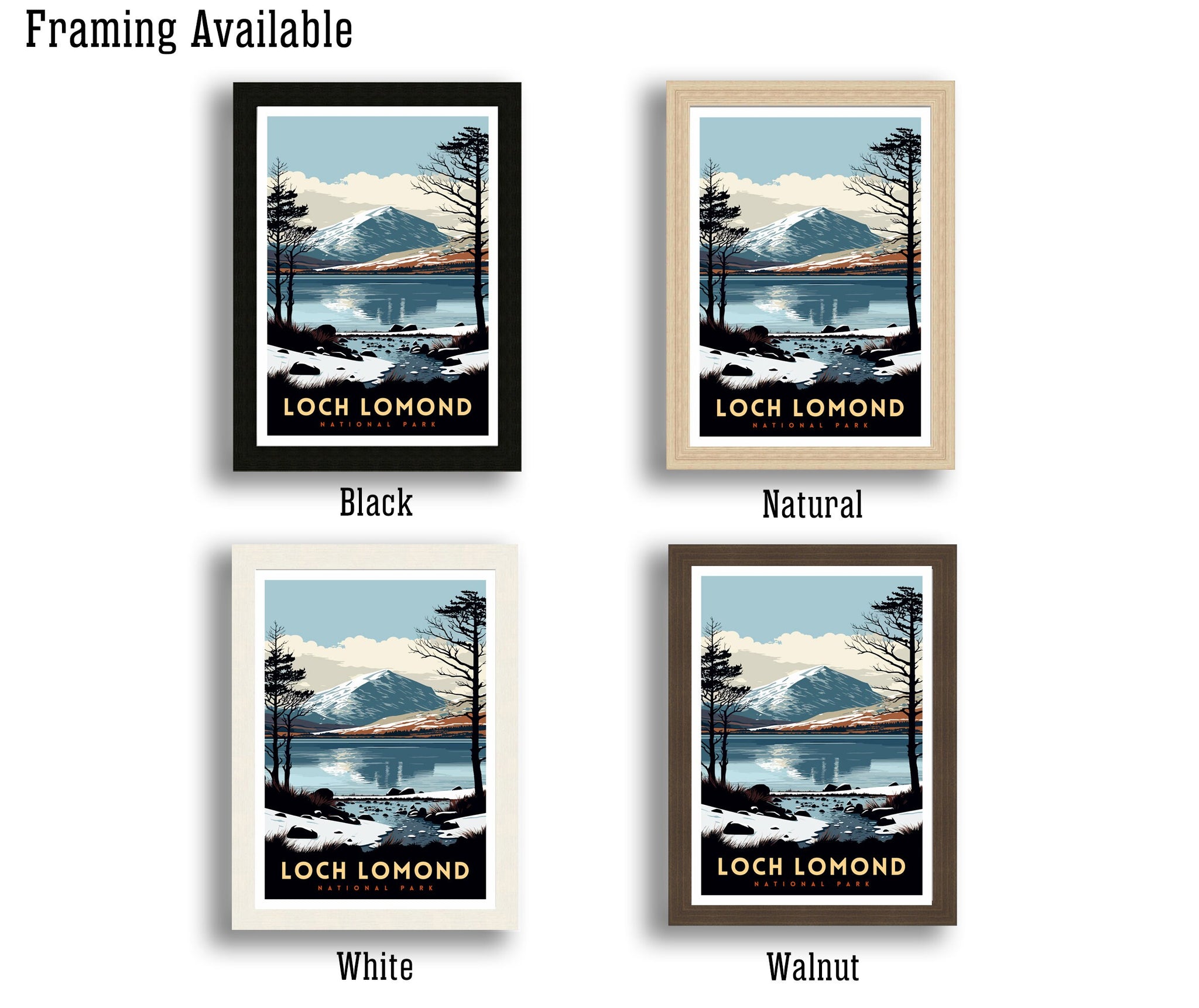 Loch Lomond Scotland Travel Poster | Scottish Highlands Wall Art