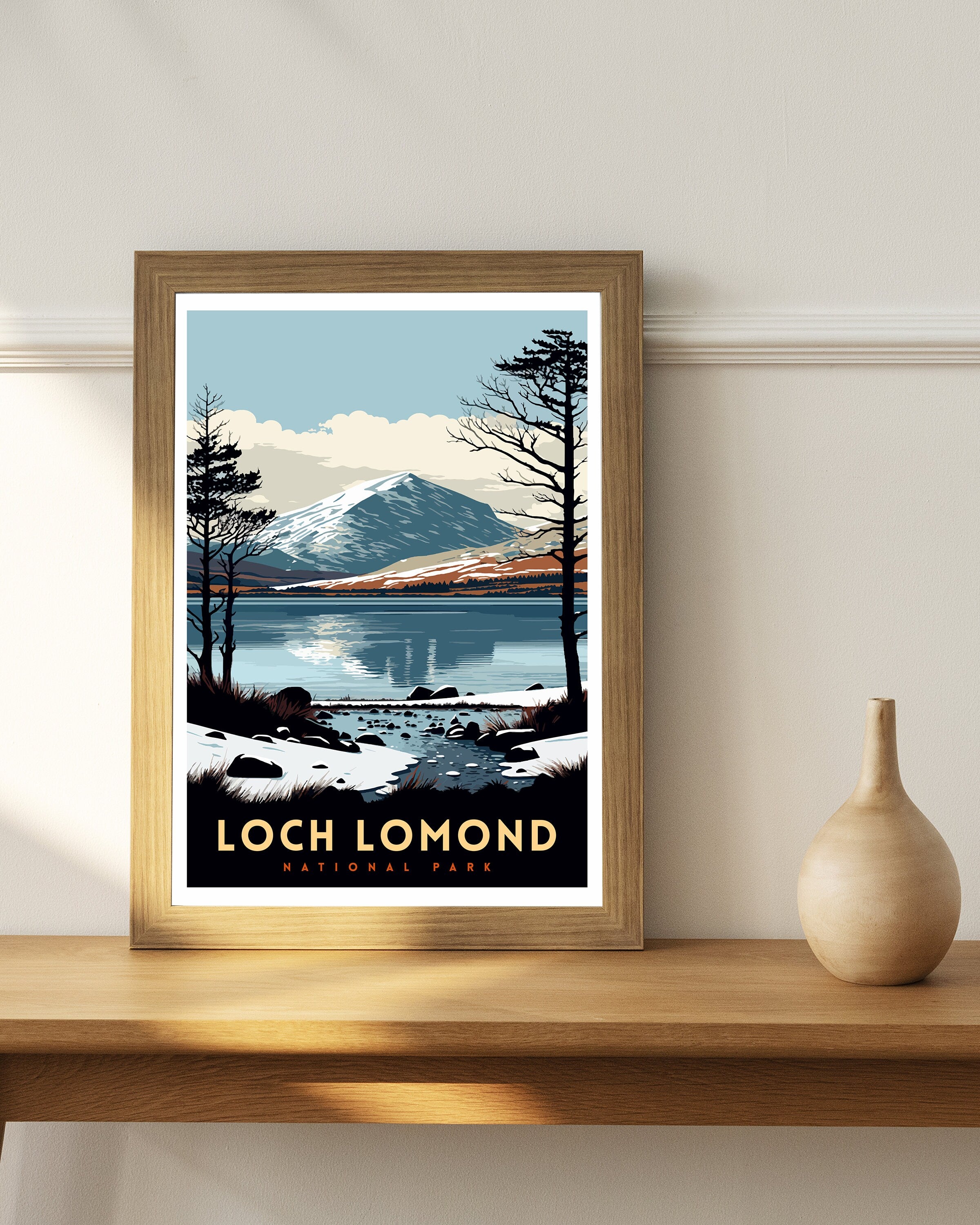 Loch Lomond Scotland Travel Poster | Scottish Highlands Wall Art