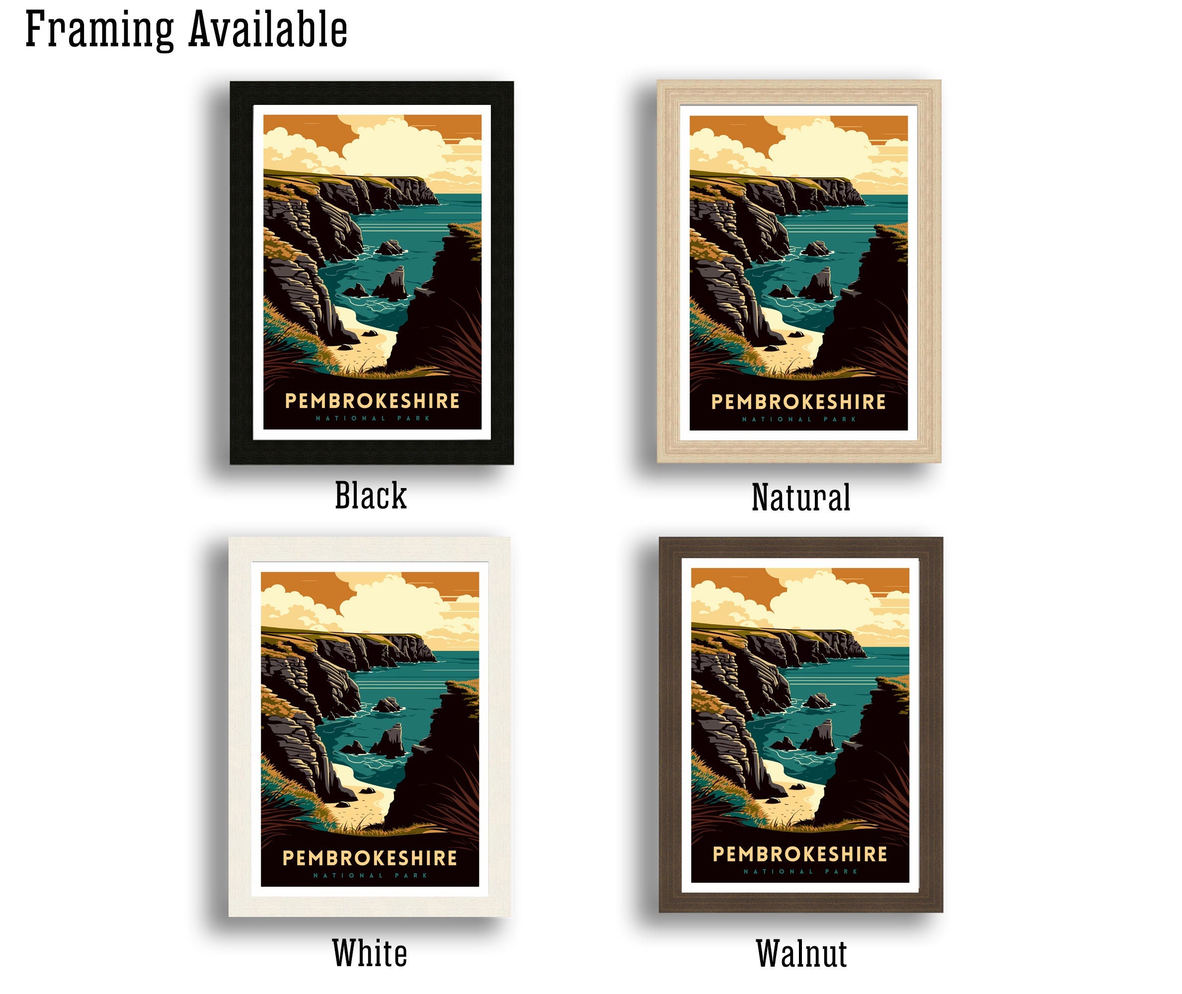 Pembrokeshire Coast Travel Print | Wales National Park Art
