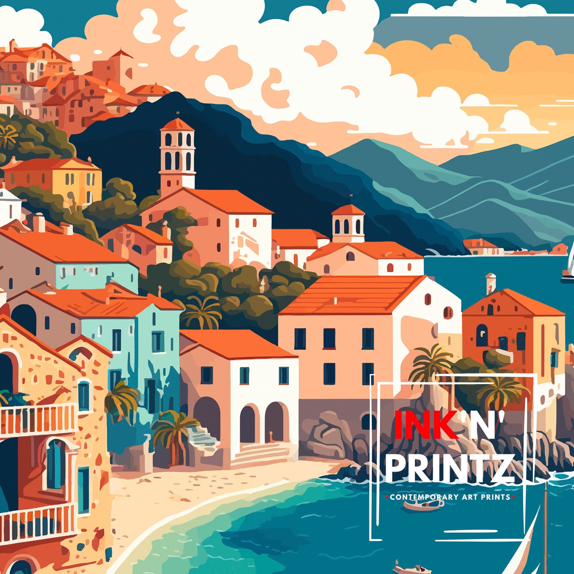 Samos Greece Travel Poster | Mediterranean Island Print