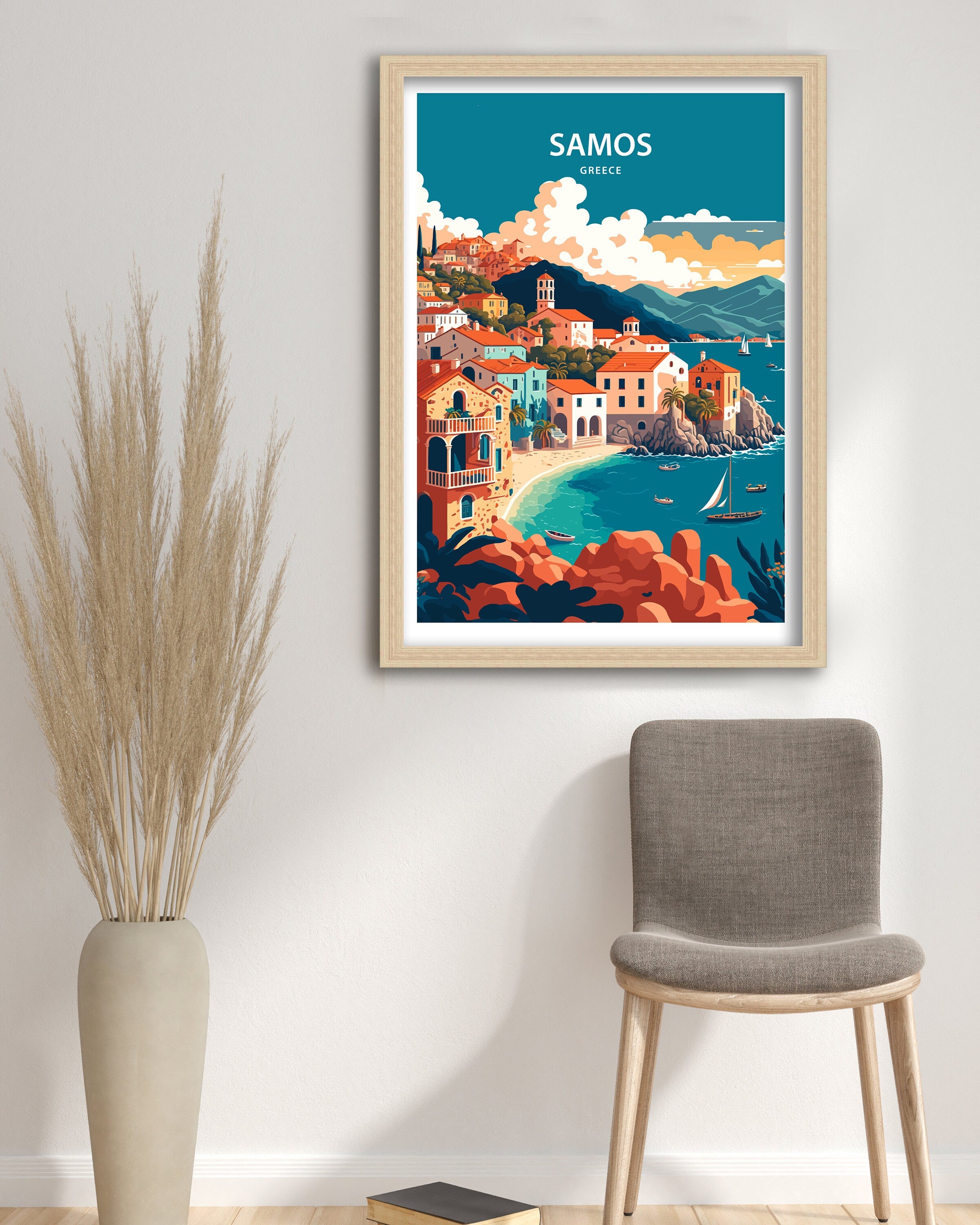 Samos Greece Travel Poster | Mediterranean Island Print