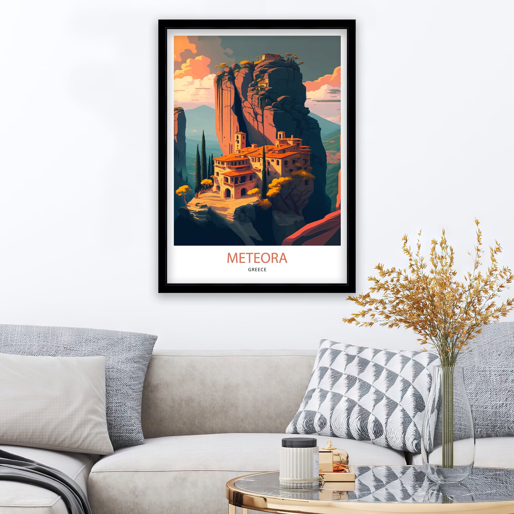 Meteora Monasteries Art Print | Greece Travel Poster