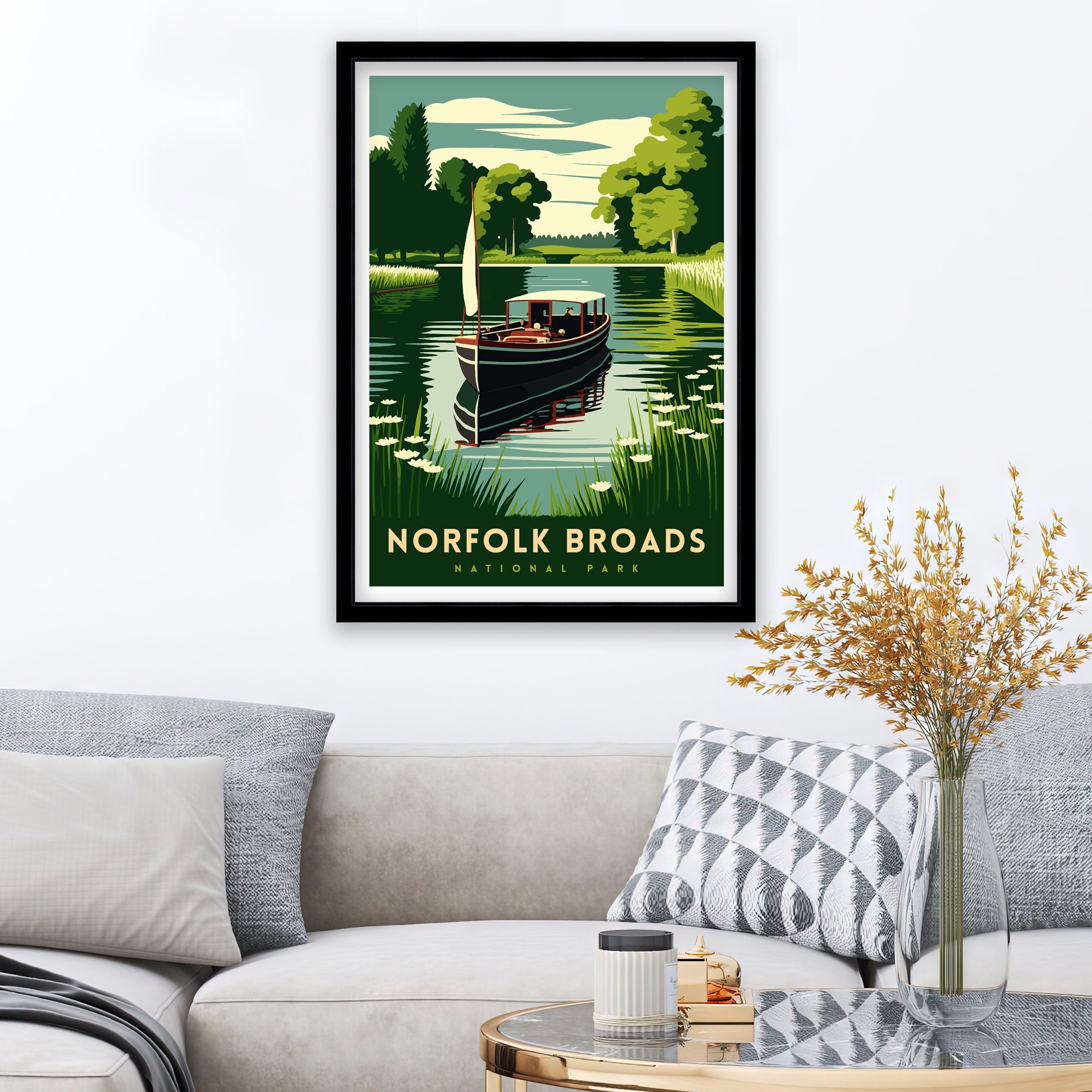 Norfolk Broads National Park Travel Poster | Serene England Print