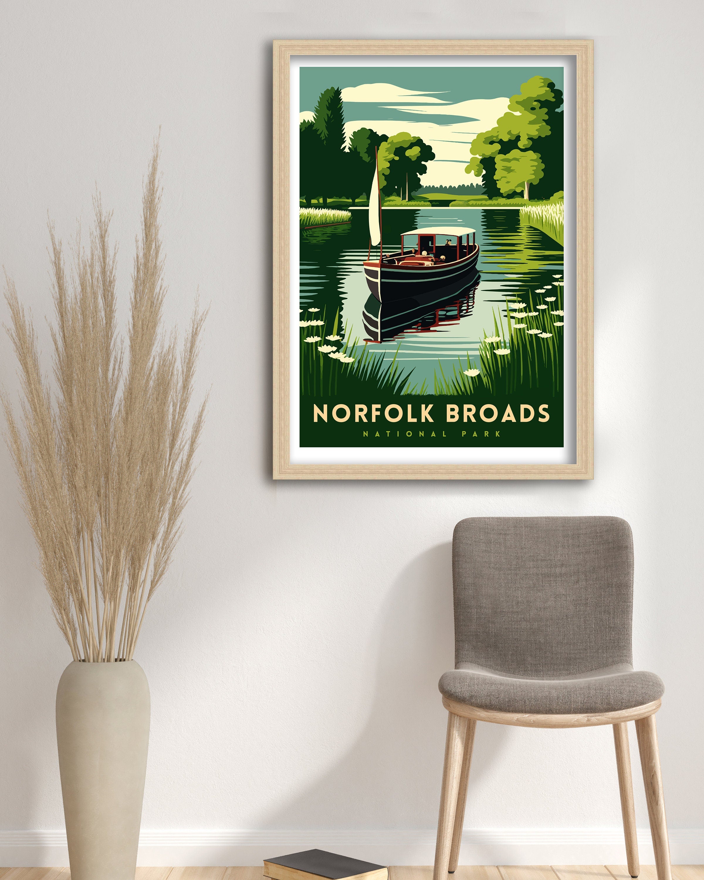 Norfolk Broads National Park Travel Poster | Serene England Print