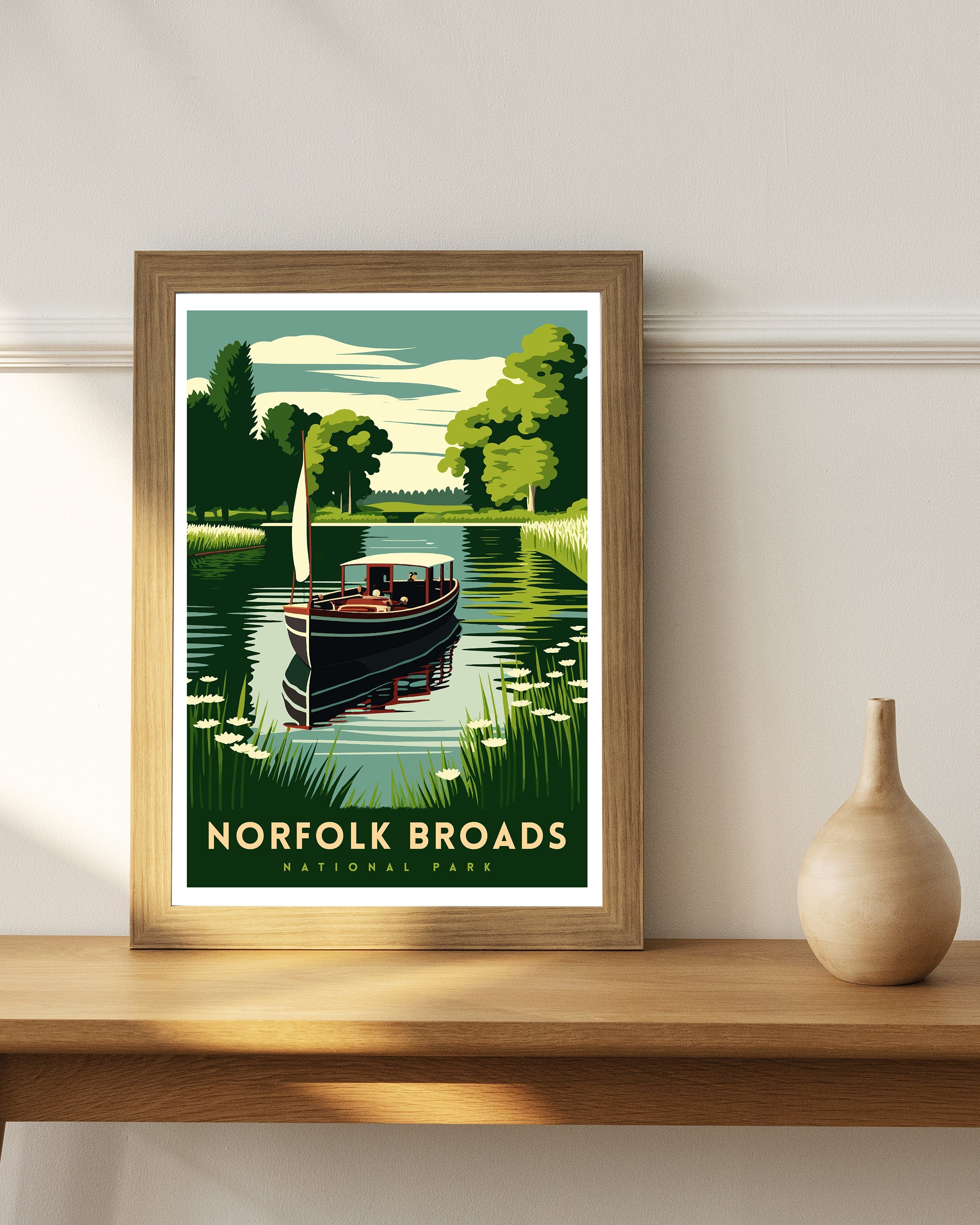 Norfolk Broads National Park Travel Poster | Serene England Print