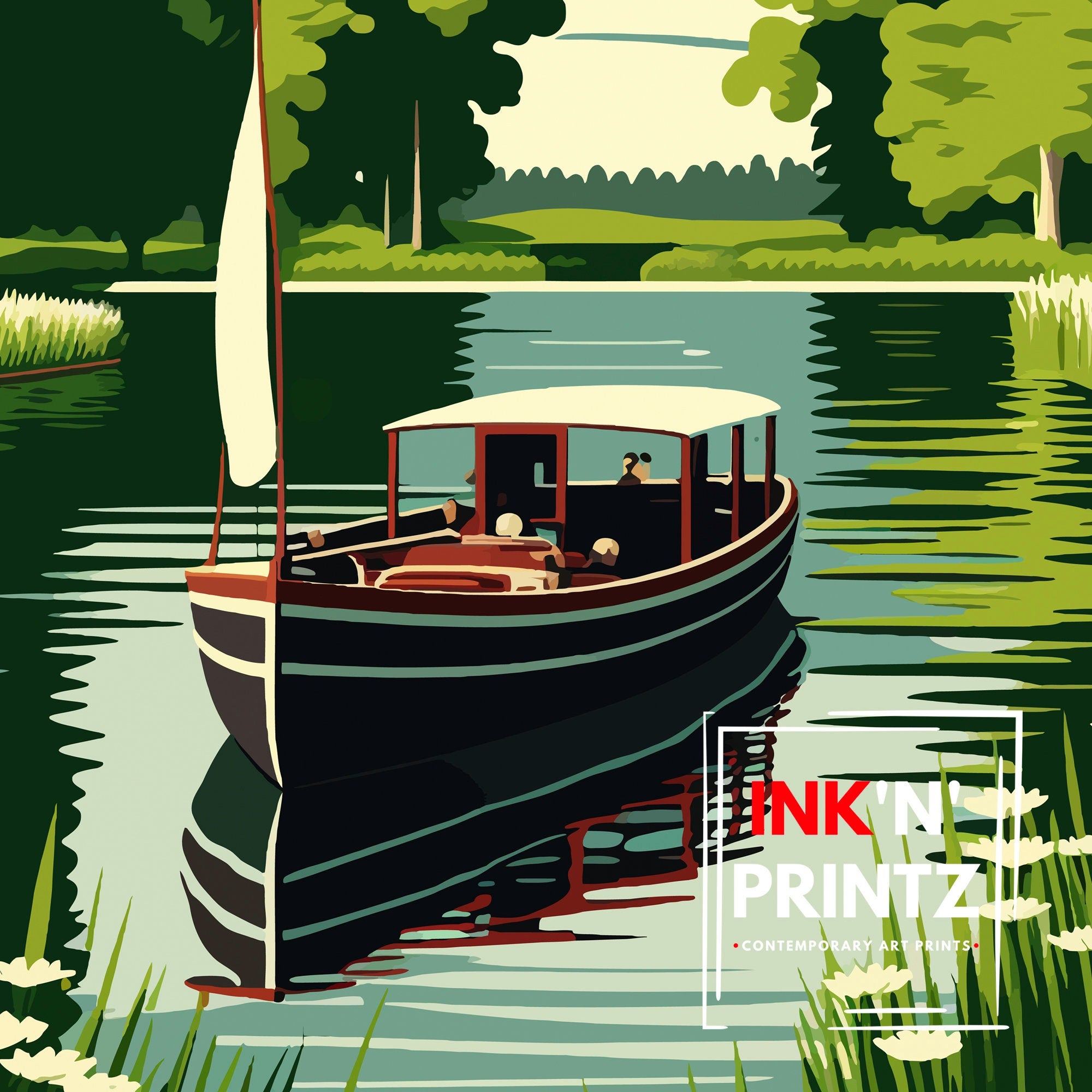 Norfolk Broads National Park Travel Poster | Serene England Print