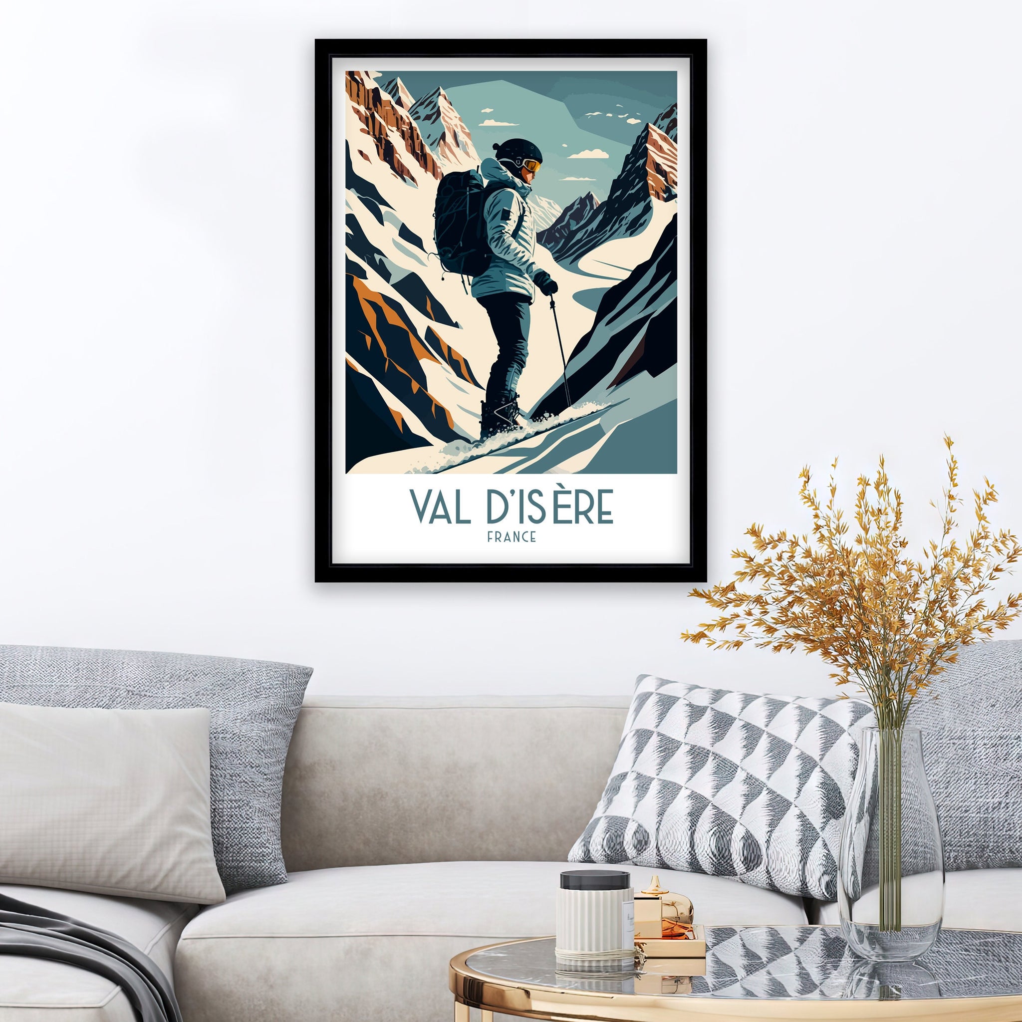 Val d'Isère Ski Poster | French Alps Travel Print