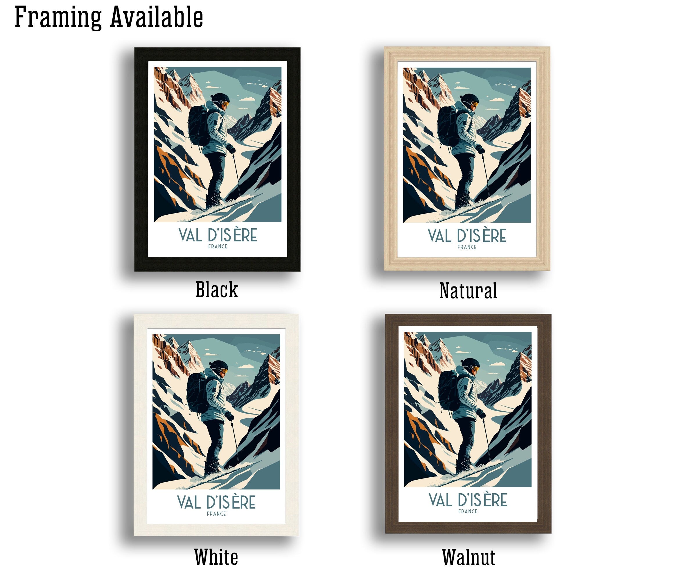 Val d'Isère Ski Poster | French Alps Travel Print