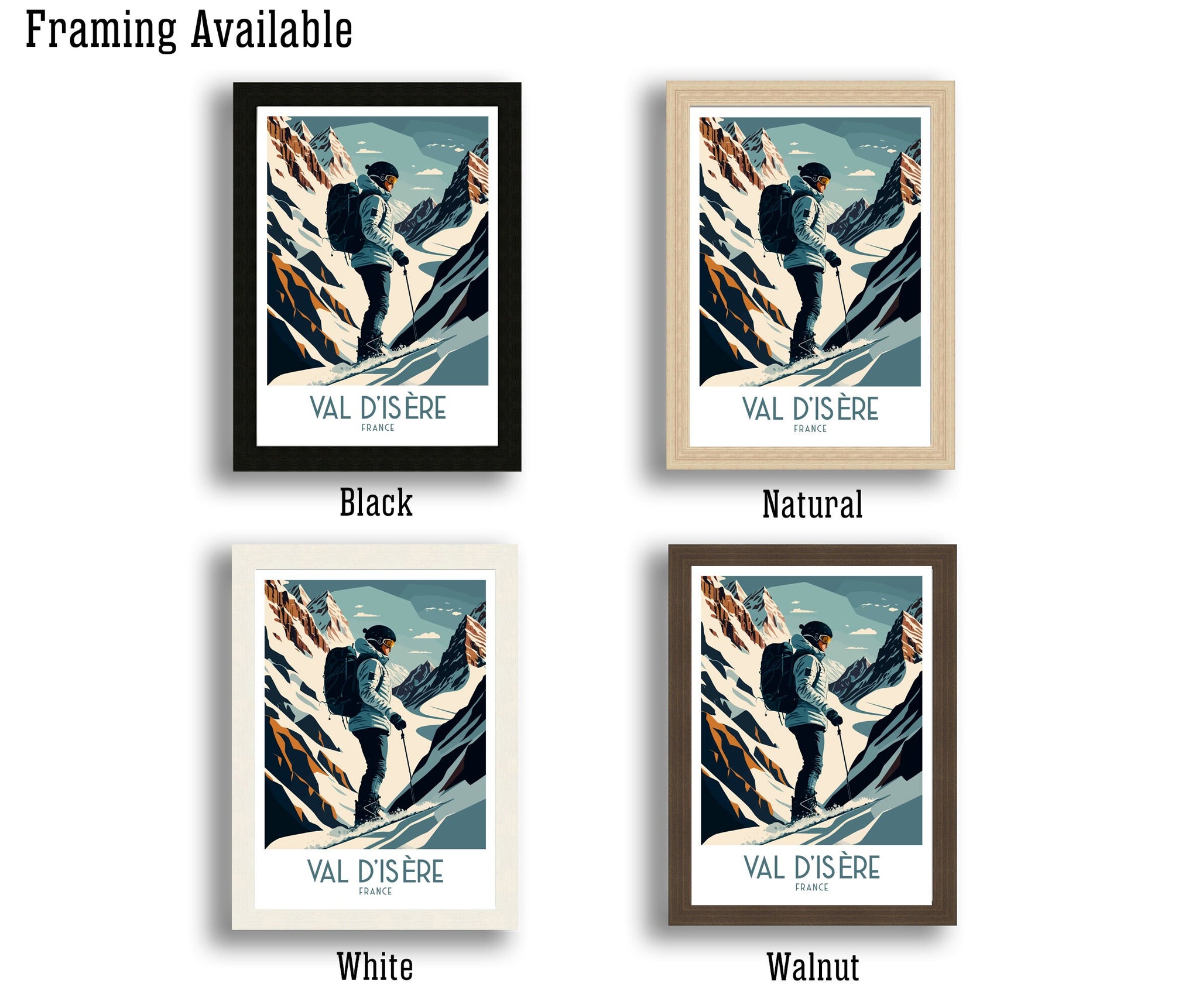 Val d'Isère Ski Poster | French Alps Travel Print