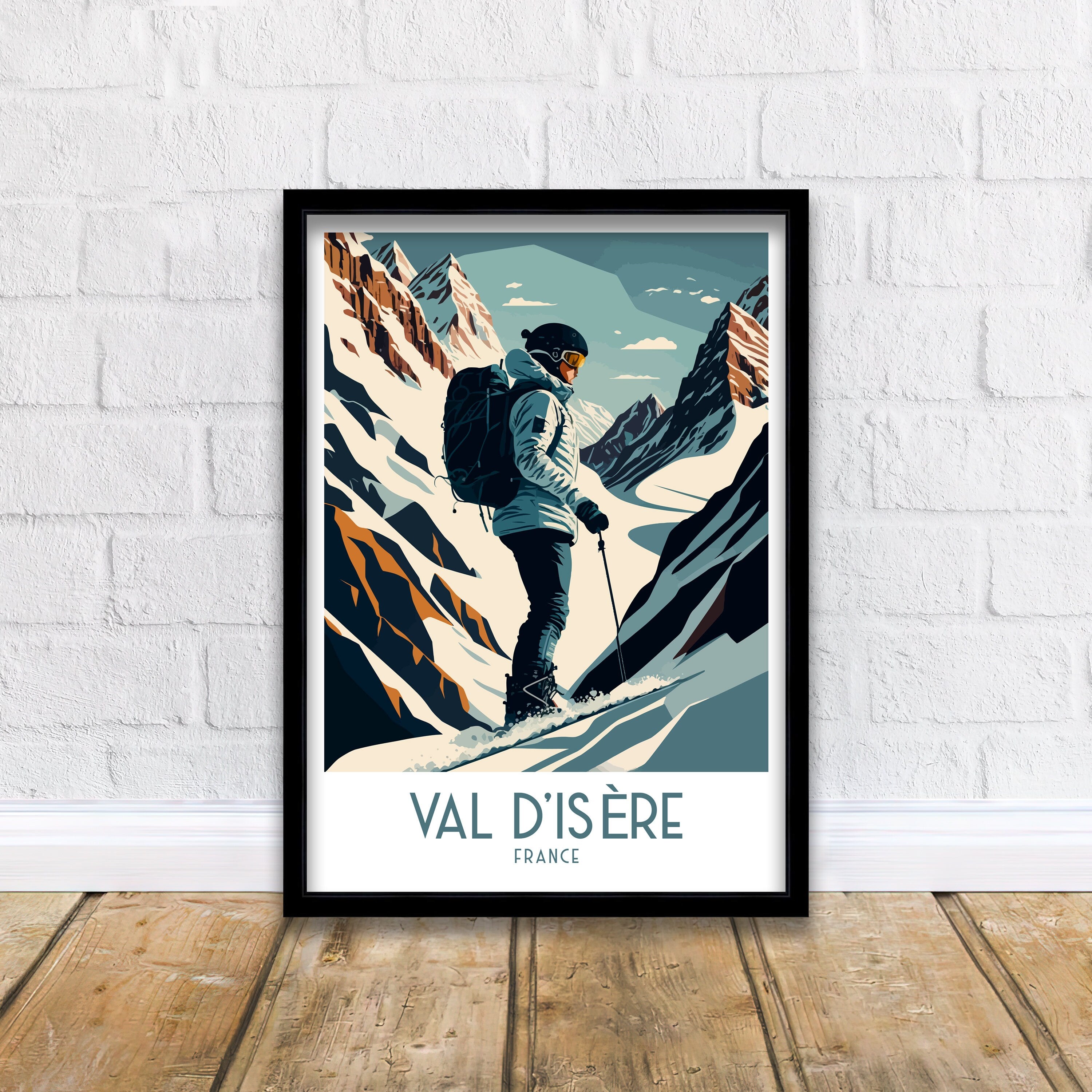 Val d'Isère Ski Poster | French Alps Travel Print