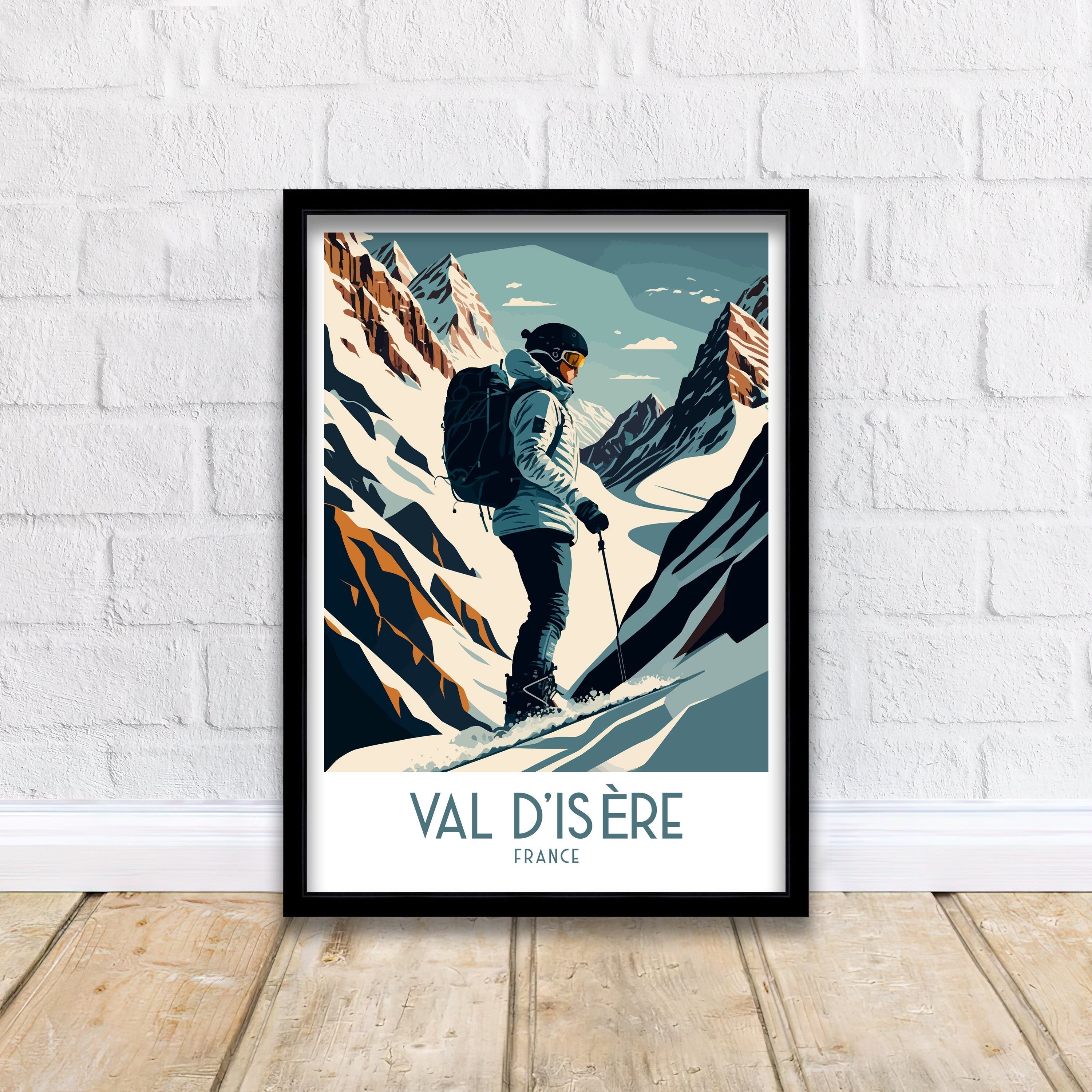 Val d'Isère Ski Poster | French Alps Travel Print