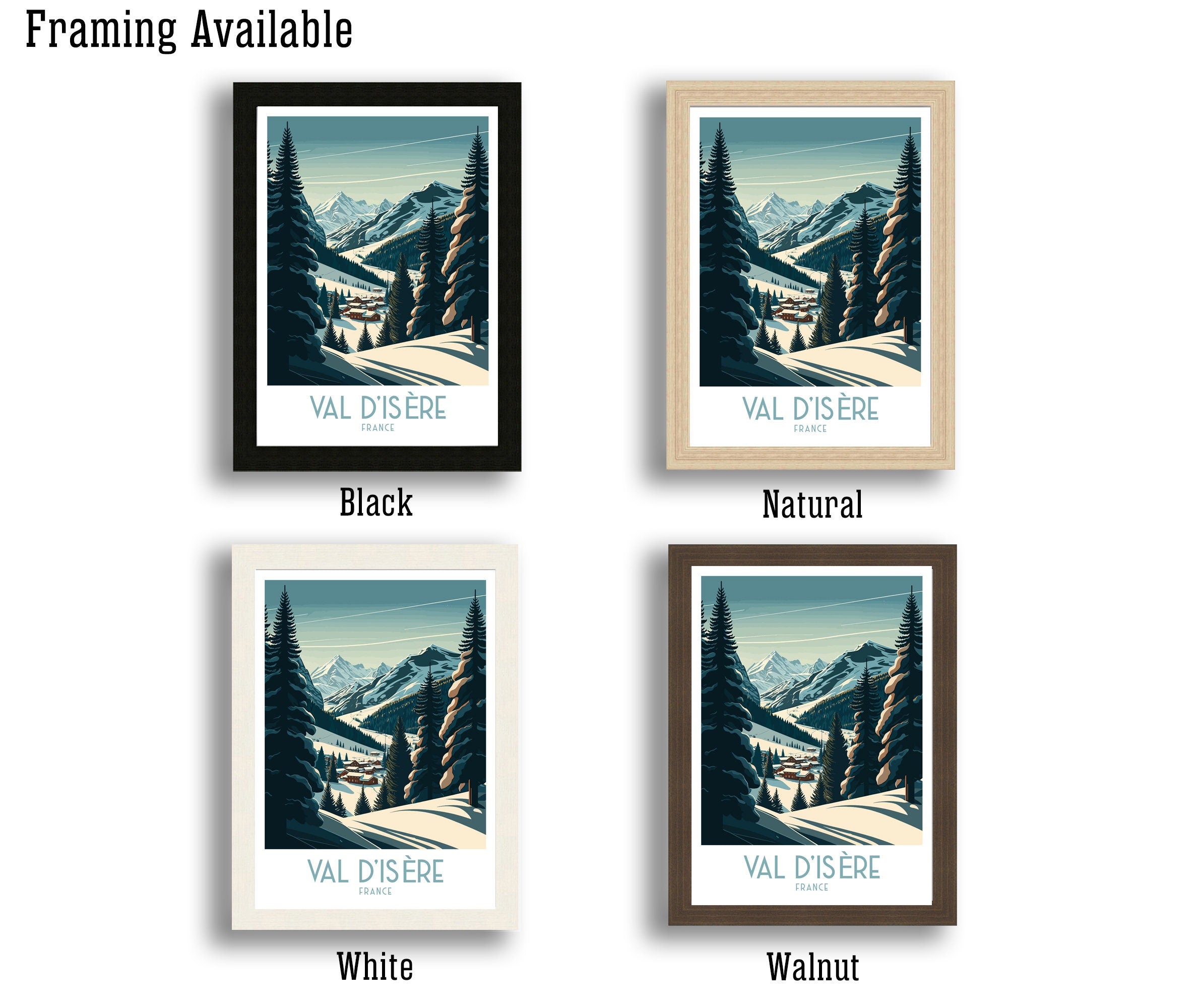 Val d'Isère Ski Poster | French Alps Travel Print