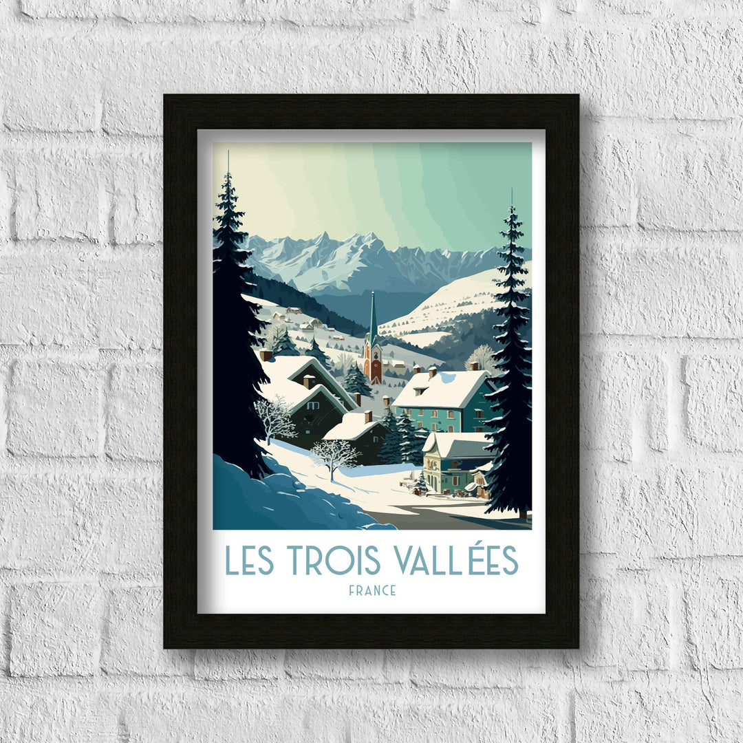 Les Trois Vallées Ski Poster