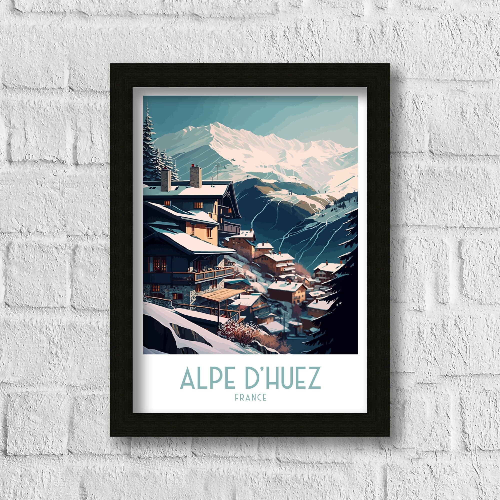Alpe d'Huez Ski Resort Print | Retro Travel Poster