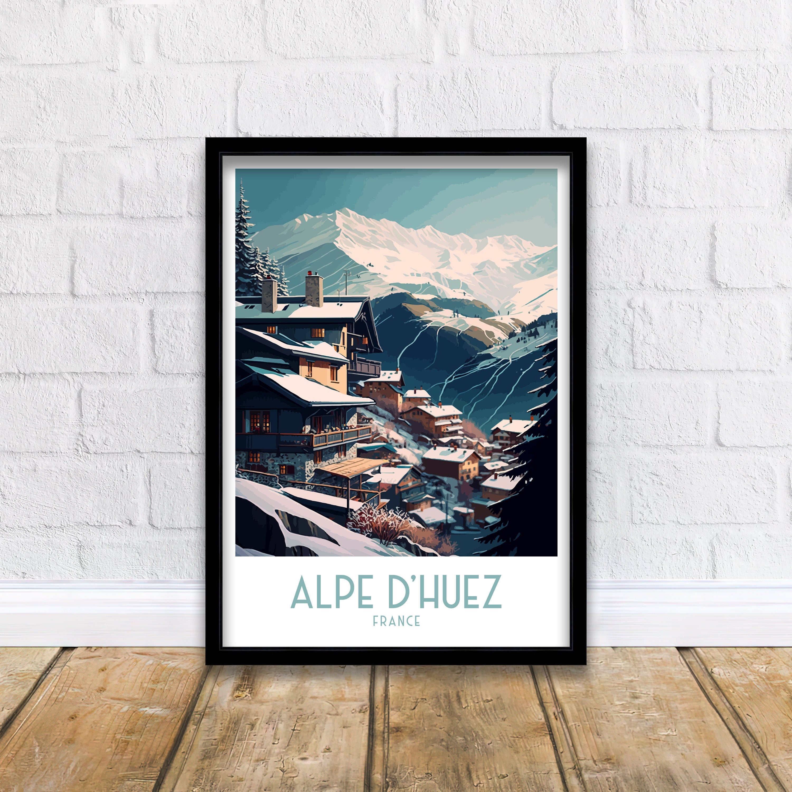 Alpe d'Huez Ski Resort Print | Retro Travel Poster