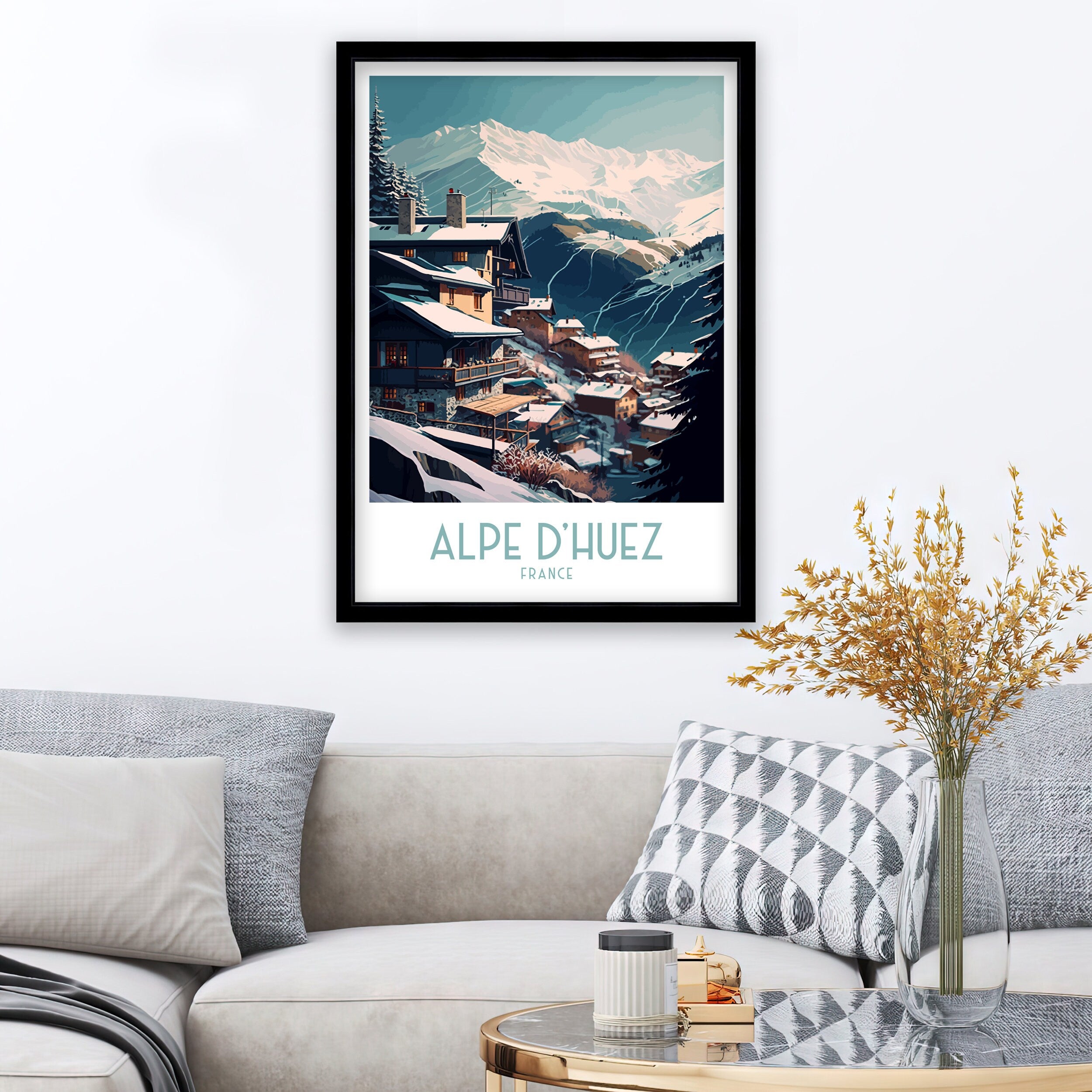 Alpe d'Huez Ski Resort Print | Retro Travel Poster