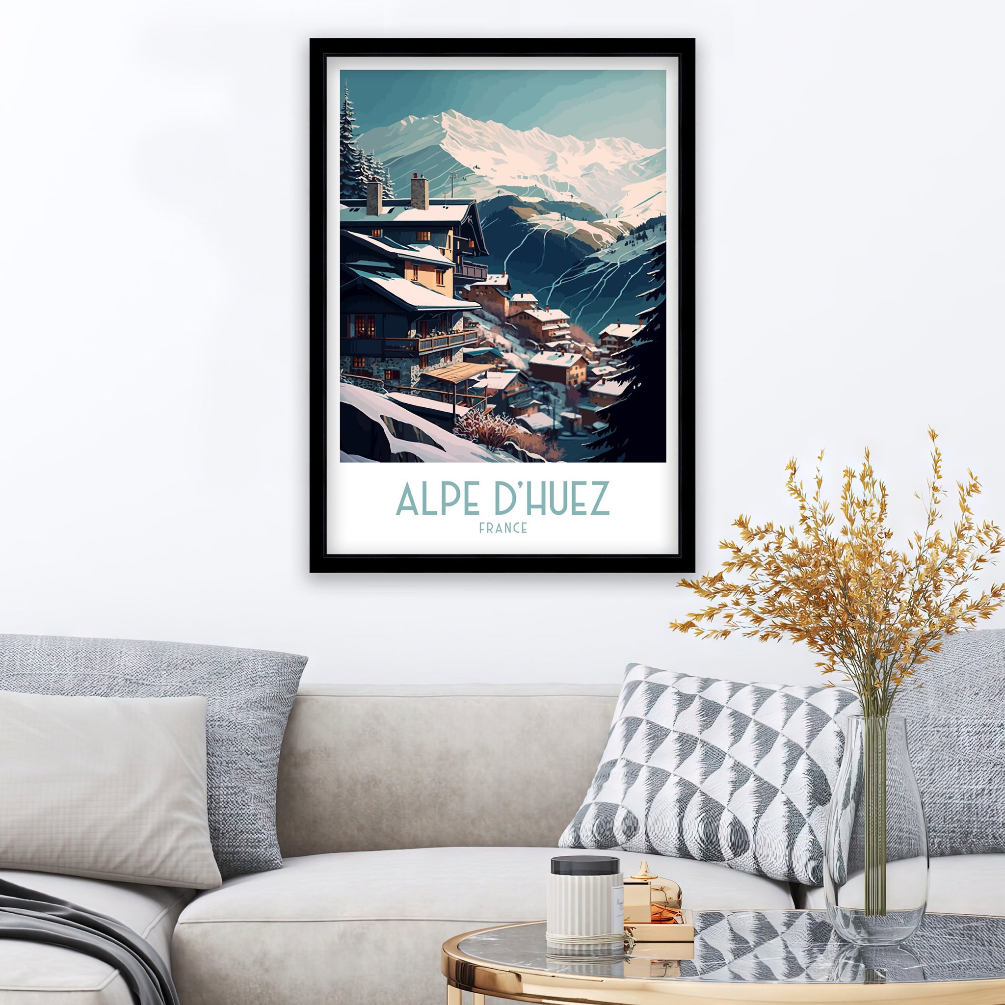 Alpe d'Huez Ski Resort Print | Retro Travel Poster